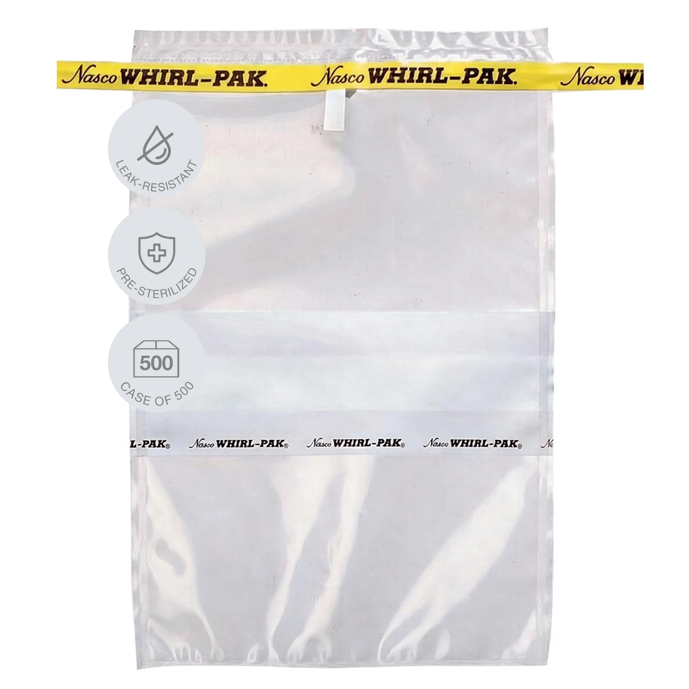 Nasco Whirl-Pak Sterile Write-On Sample Bags Leak-Proof Lab Bags 710 mL (24 oz) Writeable Area, Ideal for Sampling, Transport & Storage B01297 (Box of 500)