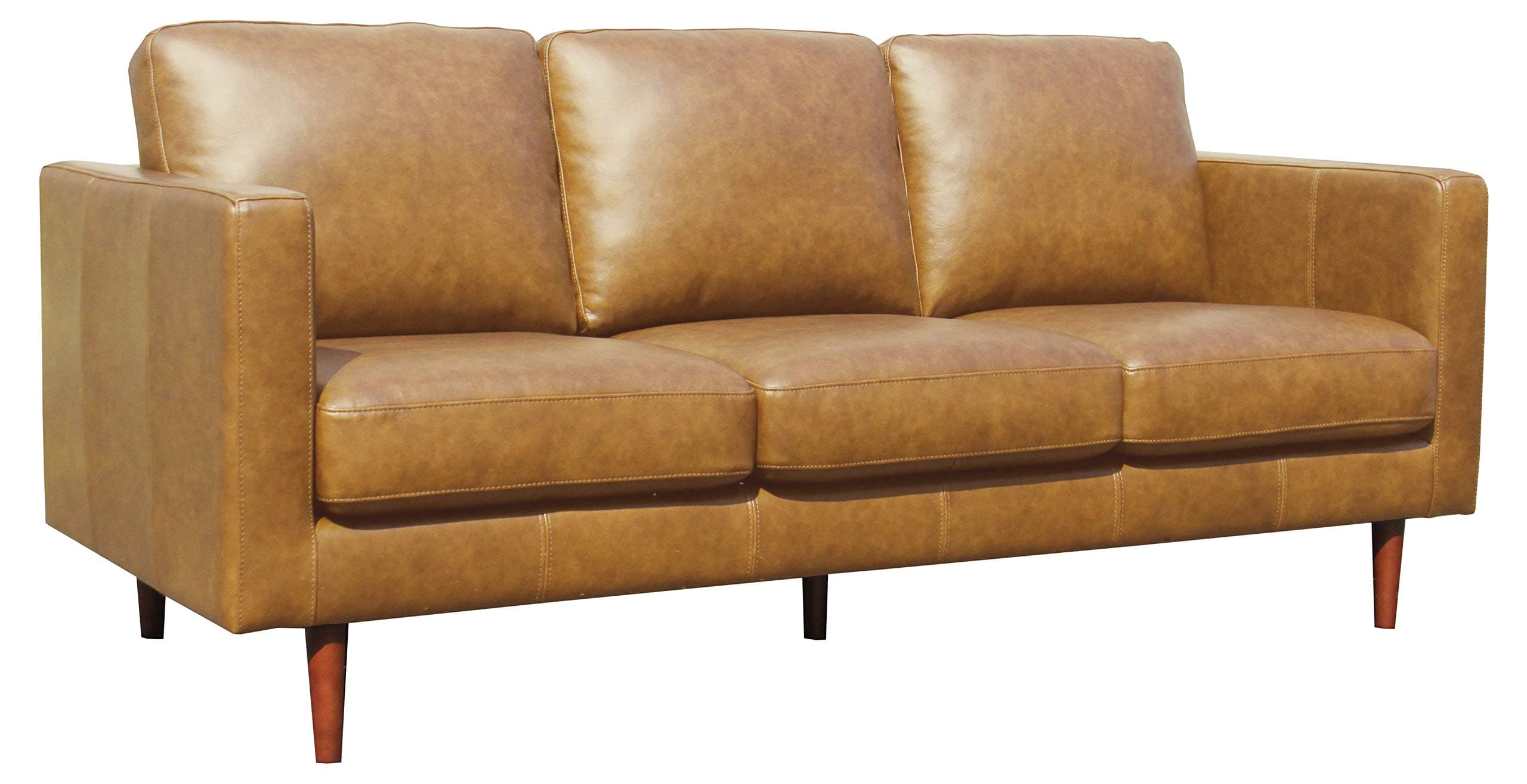 Amazon Brand - Rivet Revolve Modern Sofa Couch, 80"W, Caramel Leather