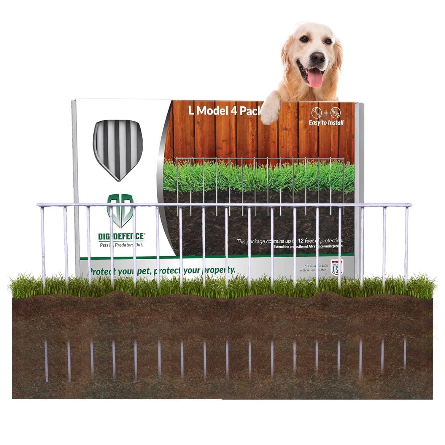 Dig Defence 4 Pack No-Dig Large Animal Barrier, 10" L X 32" W