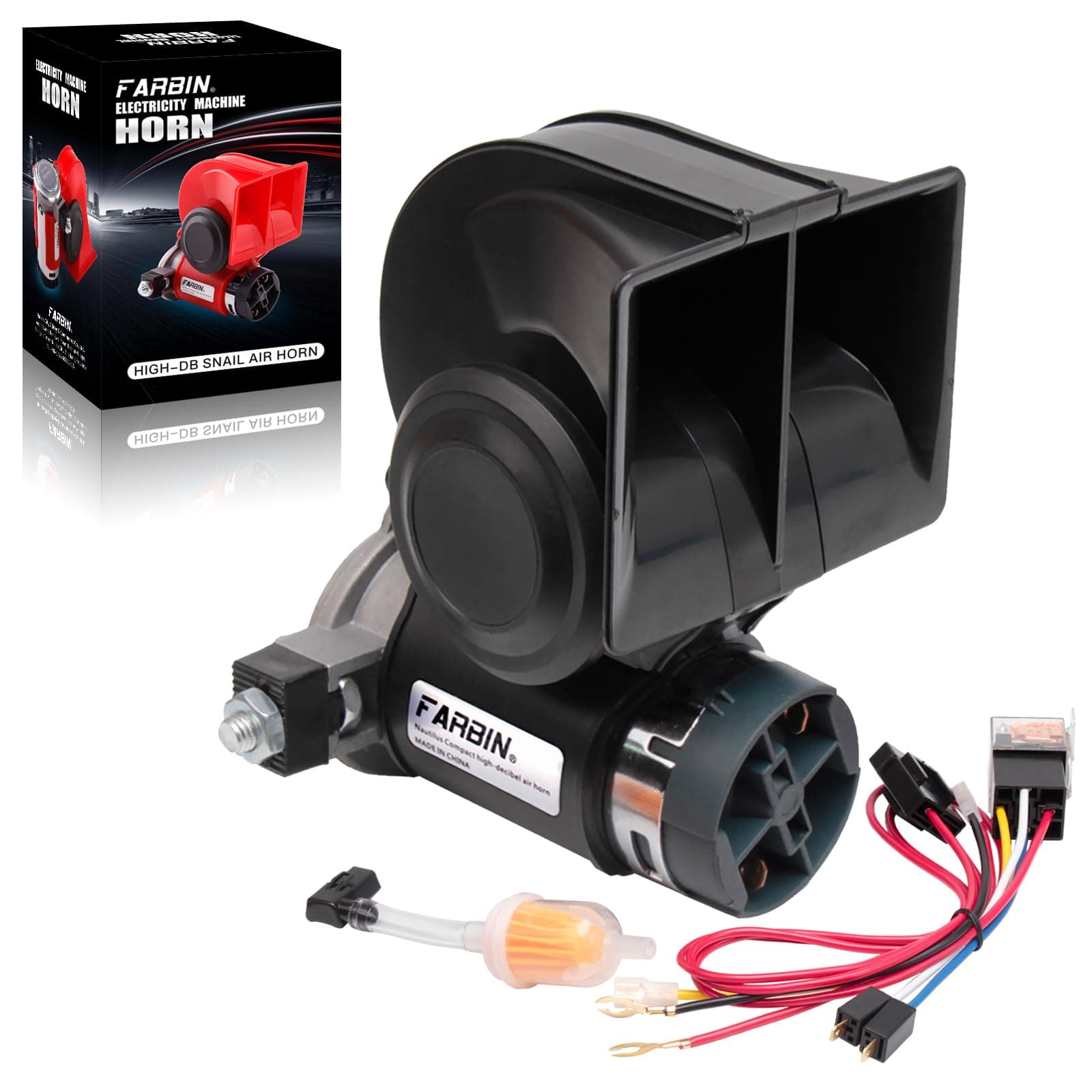 FARBIN 24V Air Horn with Compressor 24 volt Train horn for trucks Super Loud Car Horn with Wiring Harness