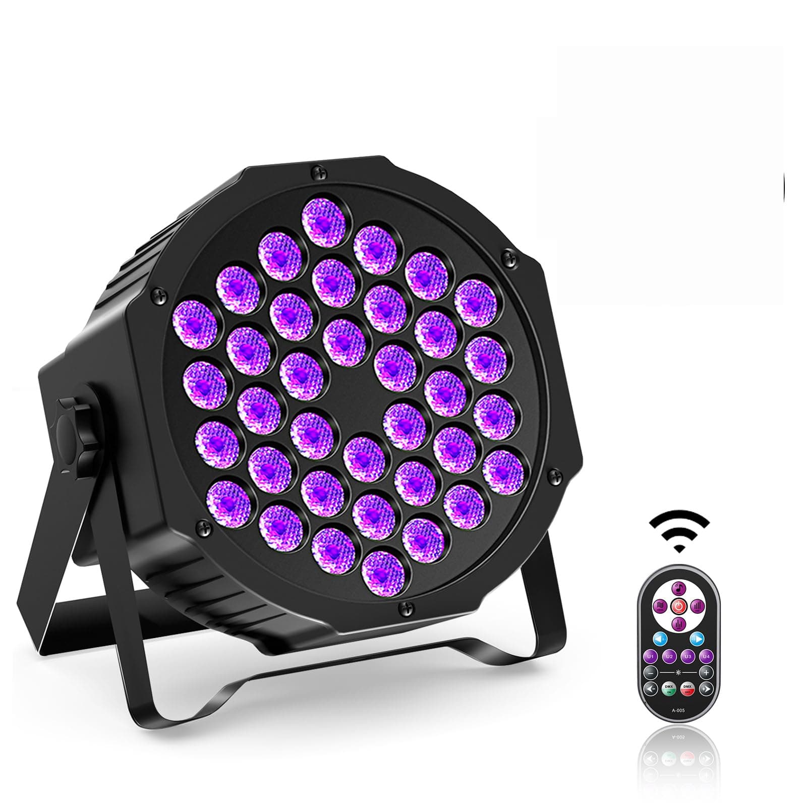 UKing UV Black Lights, 72W 36 LED Par Light by Remote and DMX Disco Blacklight Spotlight for Glow Fluorescent Party DJ Disco Bar Stage Lighting Shows
