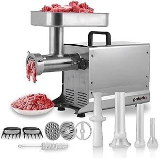 #5 Commercial Stainless Steel Electric Meat Grinder Machine, 240lbs/h, 0.4HP Heavy Duty Meat Grinder with Sausage Stuffer for deer processing, Pet Food, Heavy Use