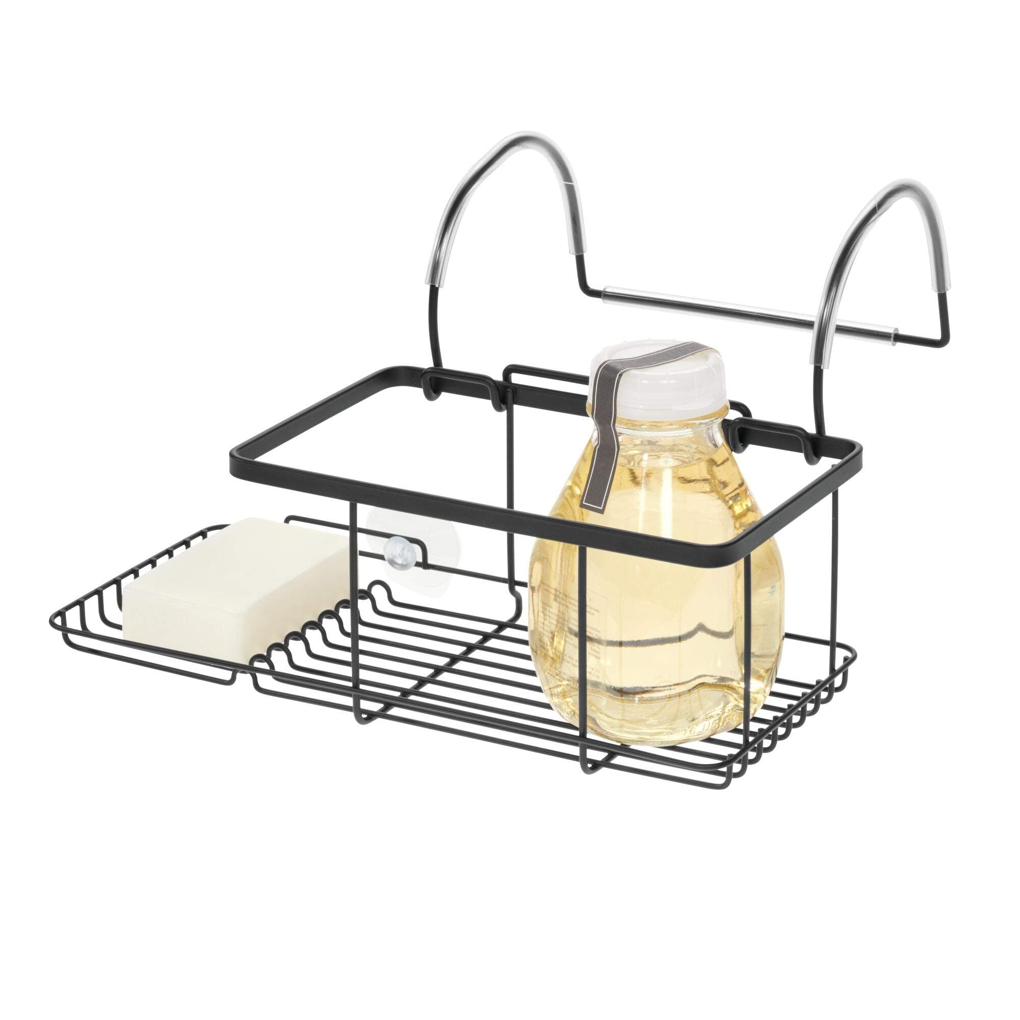 iDesign Metal Over the Bath Caddy Basket, The Everett Collection – 12.08” x 10.2” x 6.64”, Matte Black