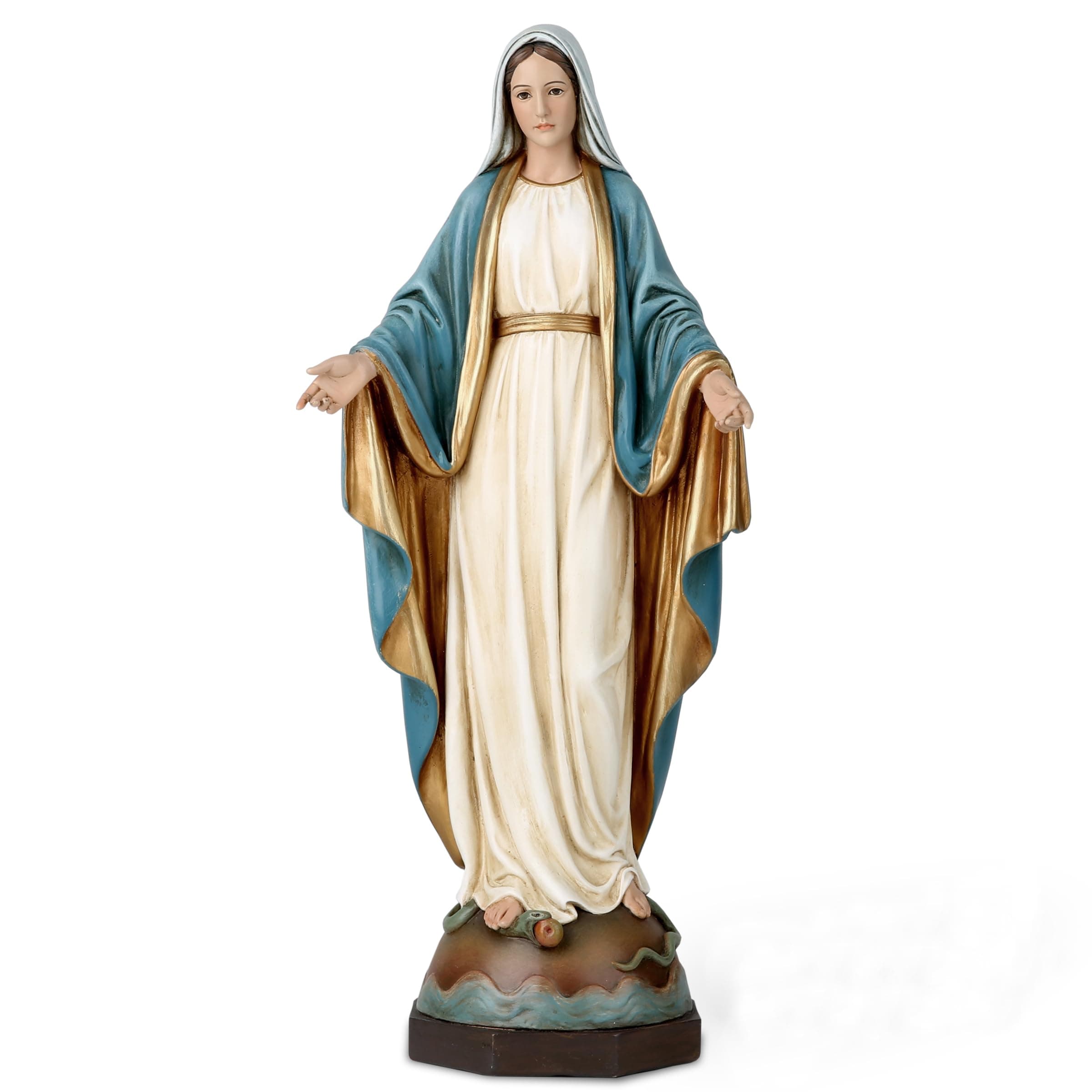 BC Catholic Our Lady of Grace Statue, 13.5" H Blessed Holy Mother Virgin Mary Figure for Altar, Religious Gift to Mom, Devout Home Decor, Hand Painted by Buildclassic