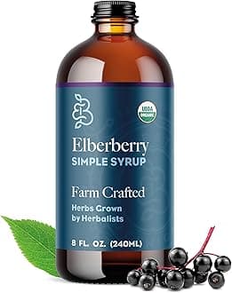 Bluestem Botanicals Organic Elderberry Simple Syrup, 8 oz, Cocktail and Mocktail Mixer for Drinks, Non-Alcoholic