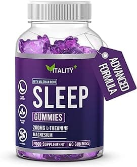 Natural Sleep Aid Gummies with Valerian Root & L-Theanine - Non-Habit Forming, Vegan, for Deep Relaxation & Restful Nights - 60 Chewable Gummies