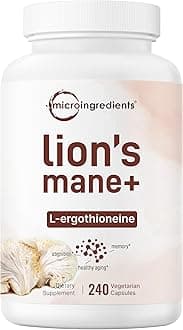 Micro Ingredients Lions Mane Supplement Capsules, 240 Veggie Capsules with L-Ergothioneine, 4 Month Supply | Non-GMO
