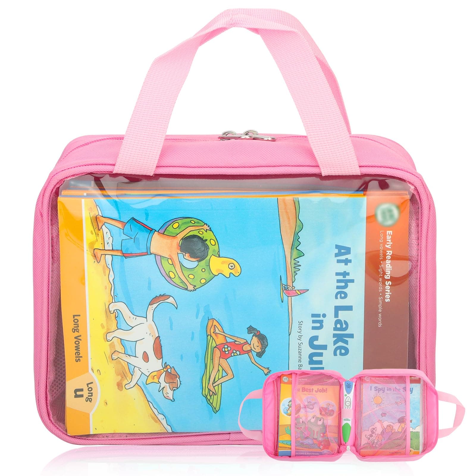 Carrying Case for Leapfrog LeapReader Reading and Writing System Leapfrog LeapReader,Portable Storage Bag with Handle (Pink)