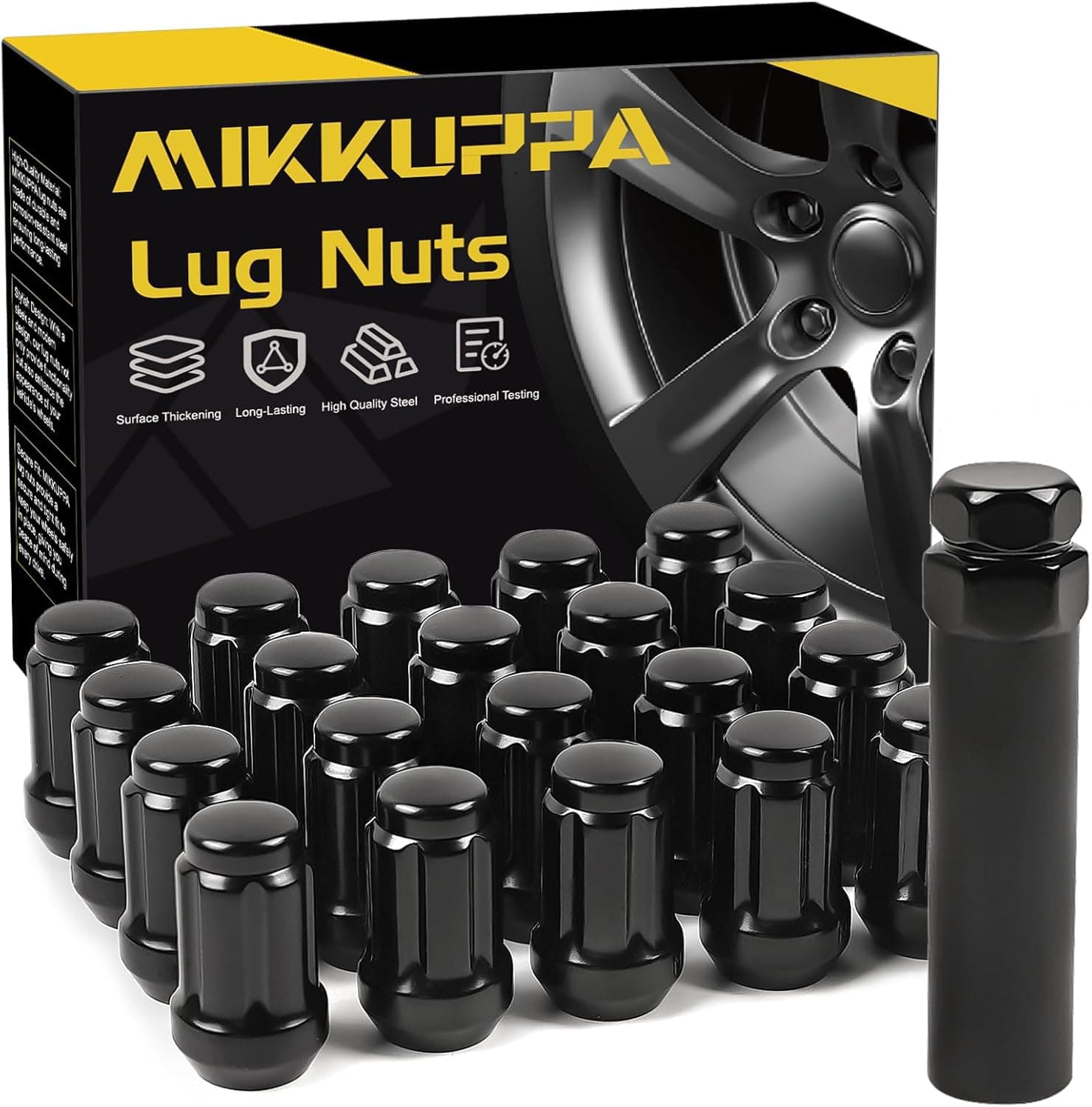 MIKKUPPA 7/16-20 Lug Nuts - Replacement for 1953-1983 Chevy Corvette, 1967-1982 Chevy Camaro, 1964-1983 Chevy Malibu Aftermarket Wheel - 20pcs Closed End Spline Lug Nuts