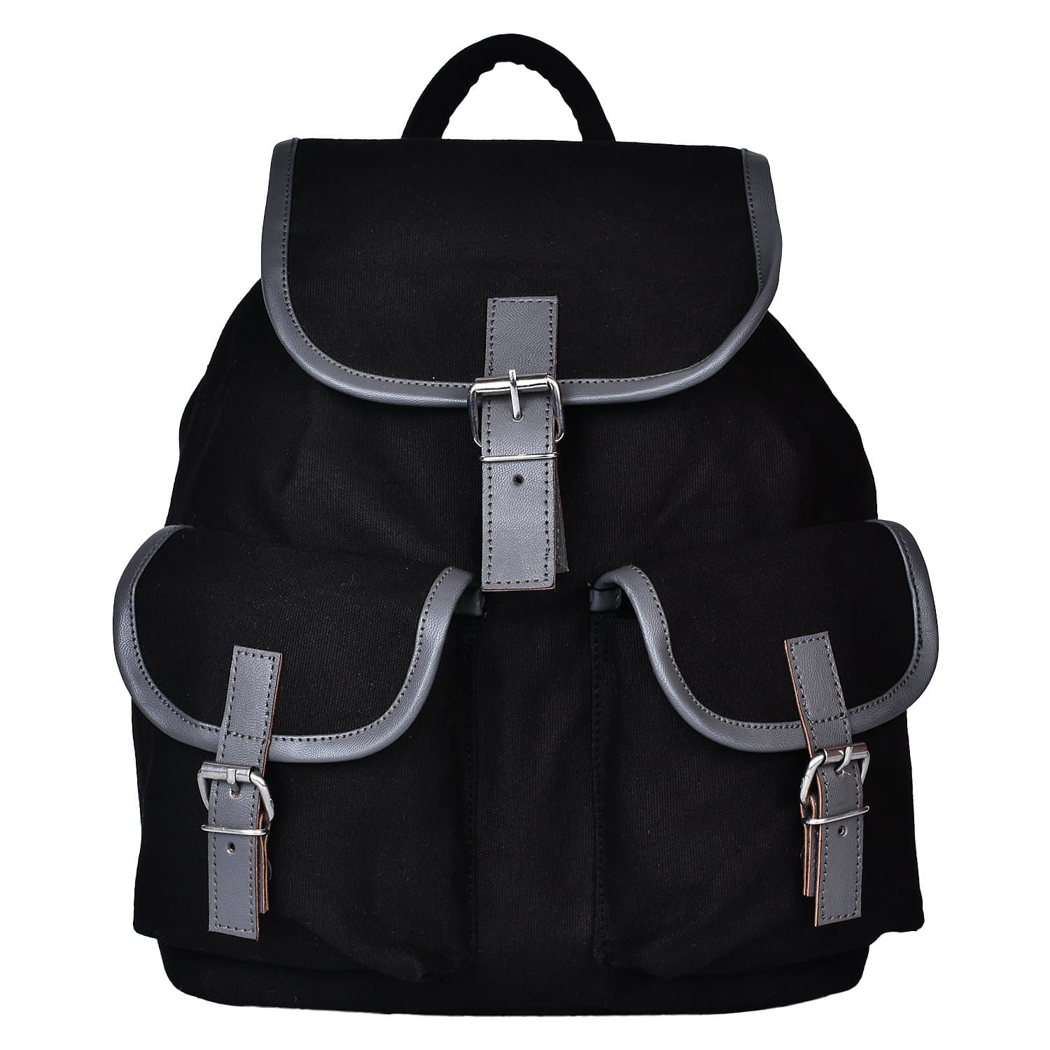 Anekaant Monochrome Black Canvas Backpack