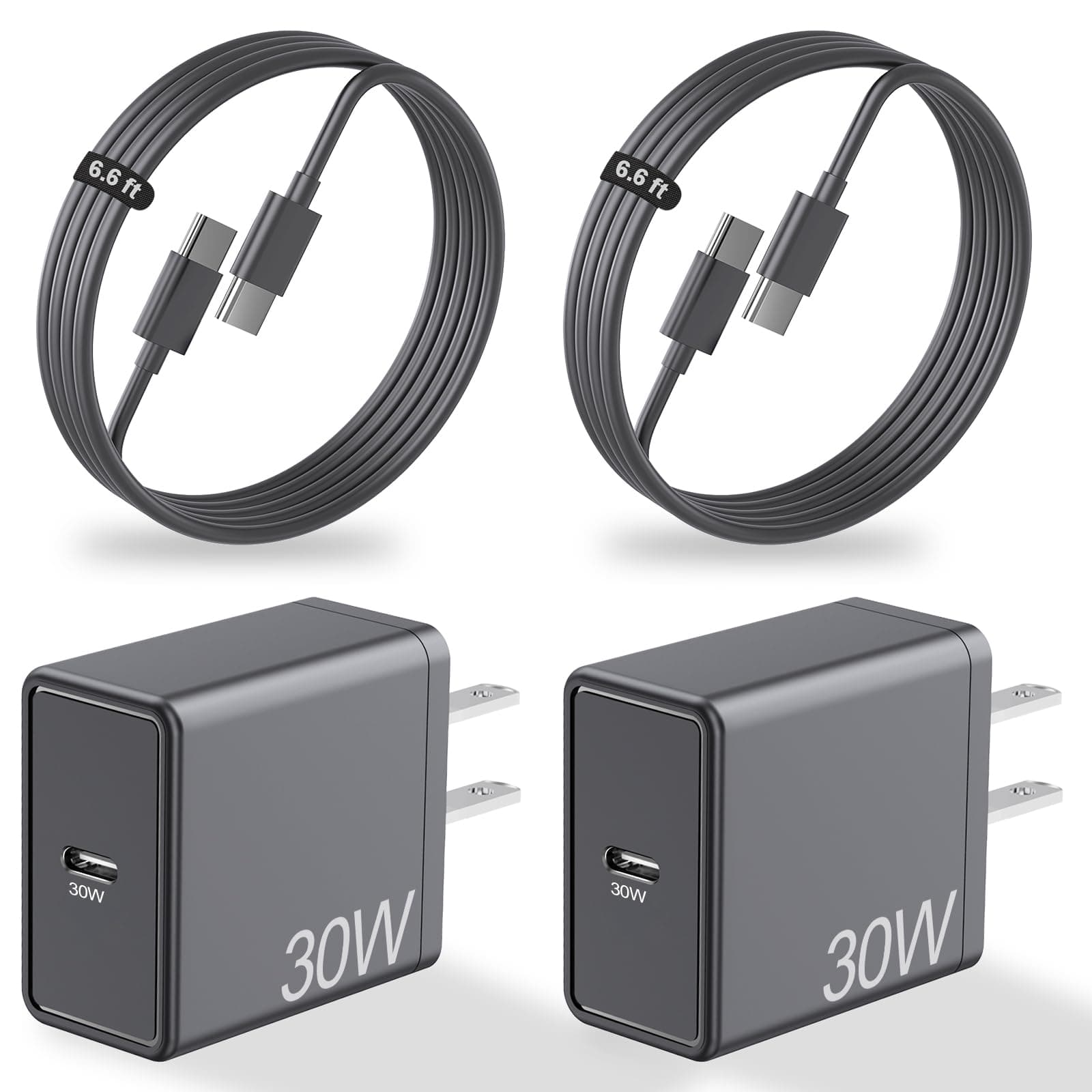 30W USB C Fast Charger Block for Google Pixel 10 Pro XL/10/9 Pro /9/8 Pro/8/7 Pro/7/6a/6 Pro/6/5a/5/4, 2-Pack Looptimo 30 Watts Rapid Charging USBC Power Adapter with 6.6ft Type C Charging Cable