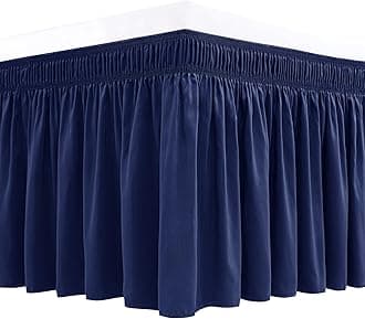 Biscaynebay Wrap Around Bed Skirts for King & Cal King Beds 15" Drop, Navy Adjustable Elastic Dust Ruffles Easy Fit Wrinkle & Fade Resistant Silky Luxurious Fabric Machine Washable