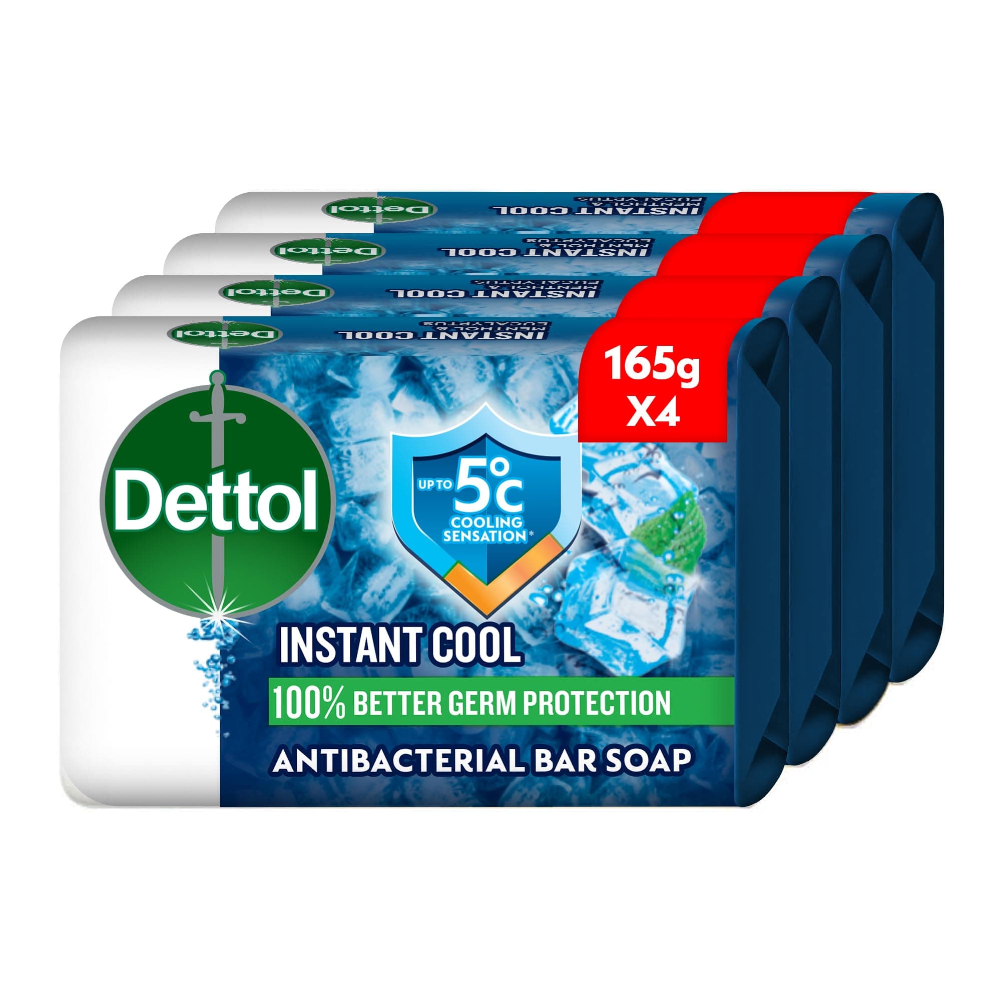 Dettol Cool Bathing Soap, Menthol & Eucalyptus Scent, 165g x 4