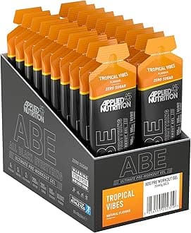 Applied Nutrition ABE Pre Workout Gel - All Black Everything Pre Workout Gel, Energy & Physical Performance with Citrulline, Creatine, Beta Alanine (20 x 60ml Gels) (Tropical Vibes)