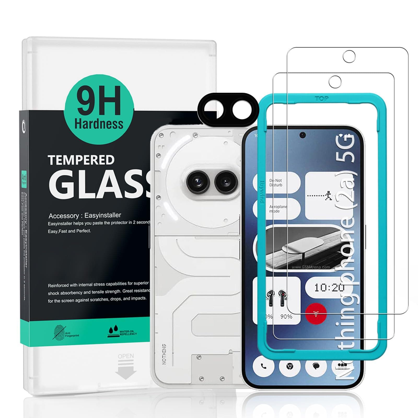 Ibywind Screen Protector For Nothing Phone (2a) 5G/Phone (2a) Plus 5G 6.7"[2 Pack],9H Hardness Tempered Glass,With 1Pc Camera Lens Protector,Easy to Install
