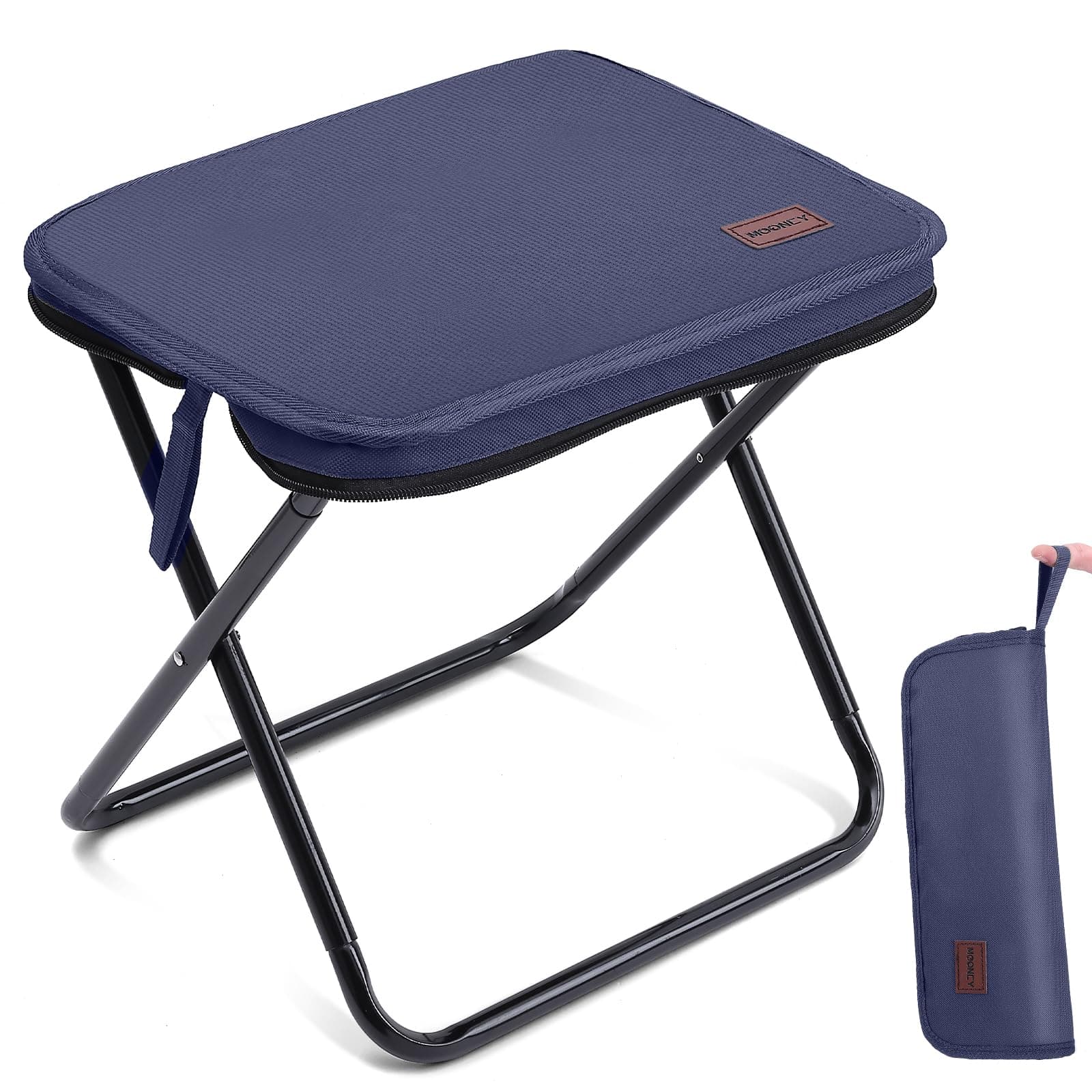 MOONCY Camping Stool, 33×26.5×32cm Folding Stools for Adults, Lightweight Mini Collapsible Stool for Hiking, Fishing and Picnic, Hold Up to 120kg, Blue