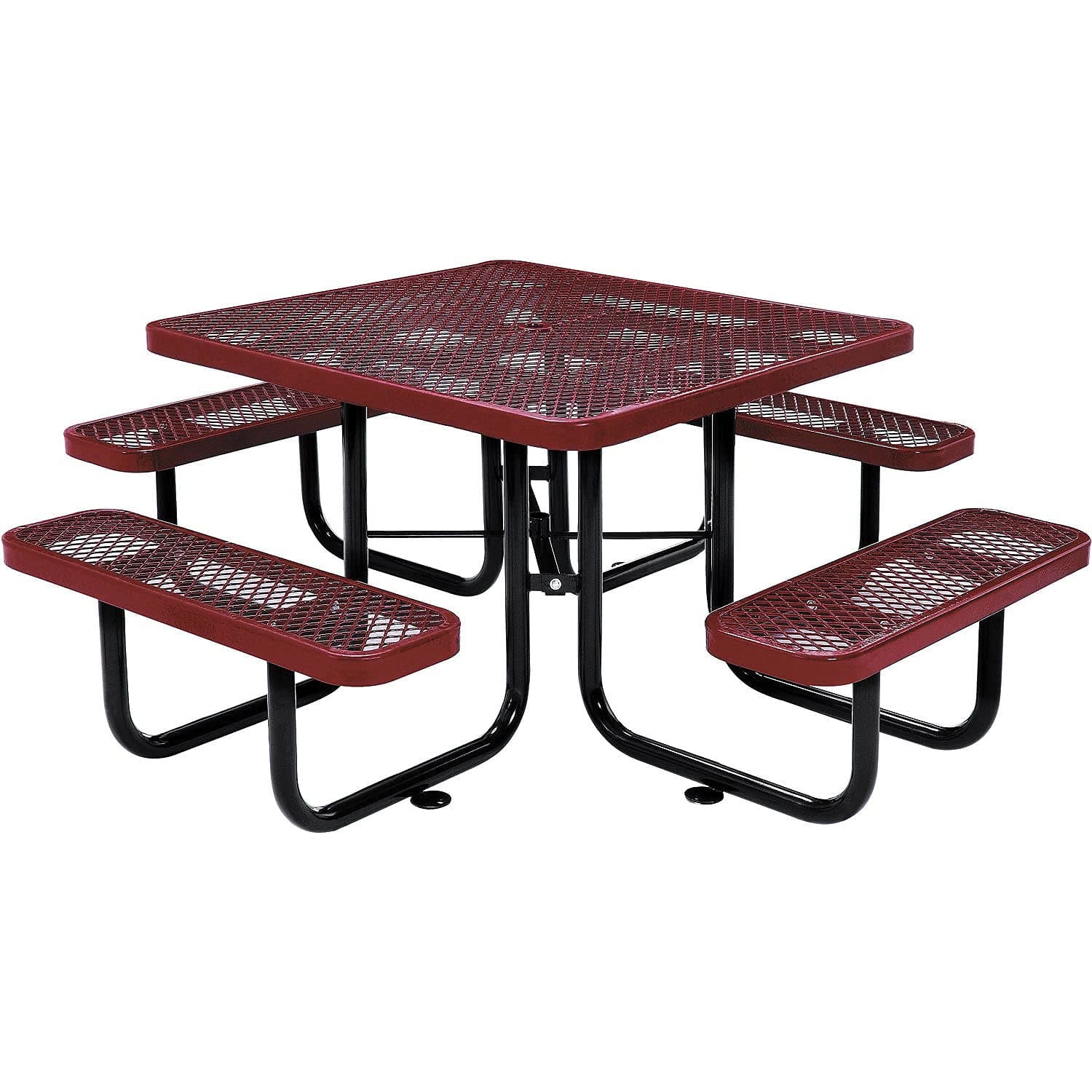 46" Expanded Metal Square Outdoor Picnic Table (Red)