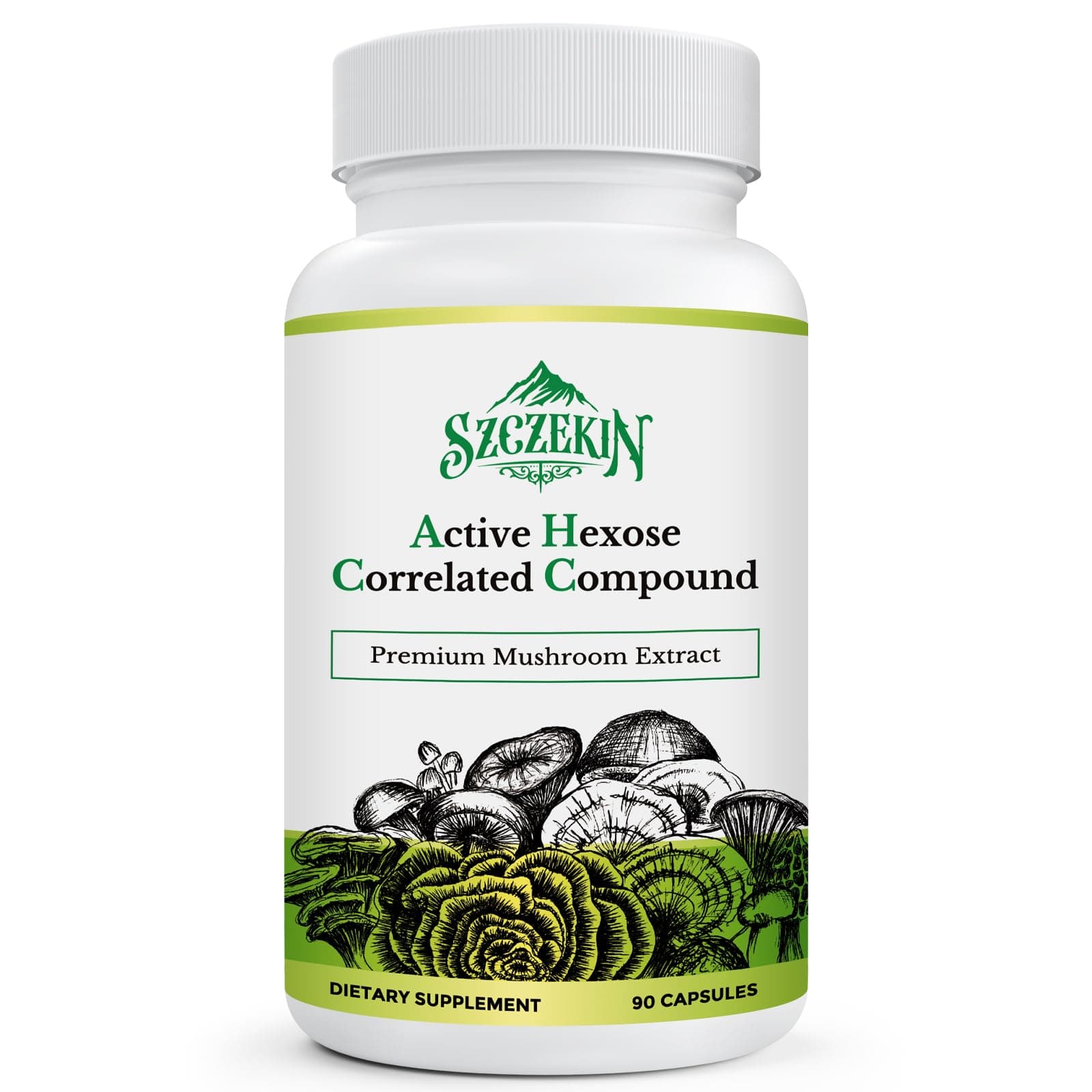 Active Hexose Correlated Compound 1500 mg Supplement, Natural 8 Mushroom Extract Supplement, Immune System, Liver Function, Natural Killer and T Cells Activity, 90 Veggie Capsules