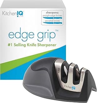 KitchenIQ 50009 Edge Grip 2-Stage Knife Sharpener, Plastic, Black