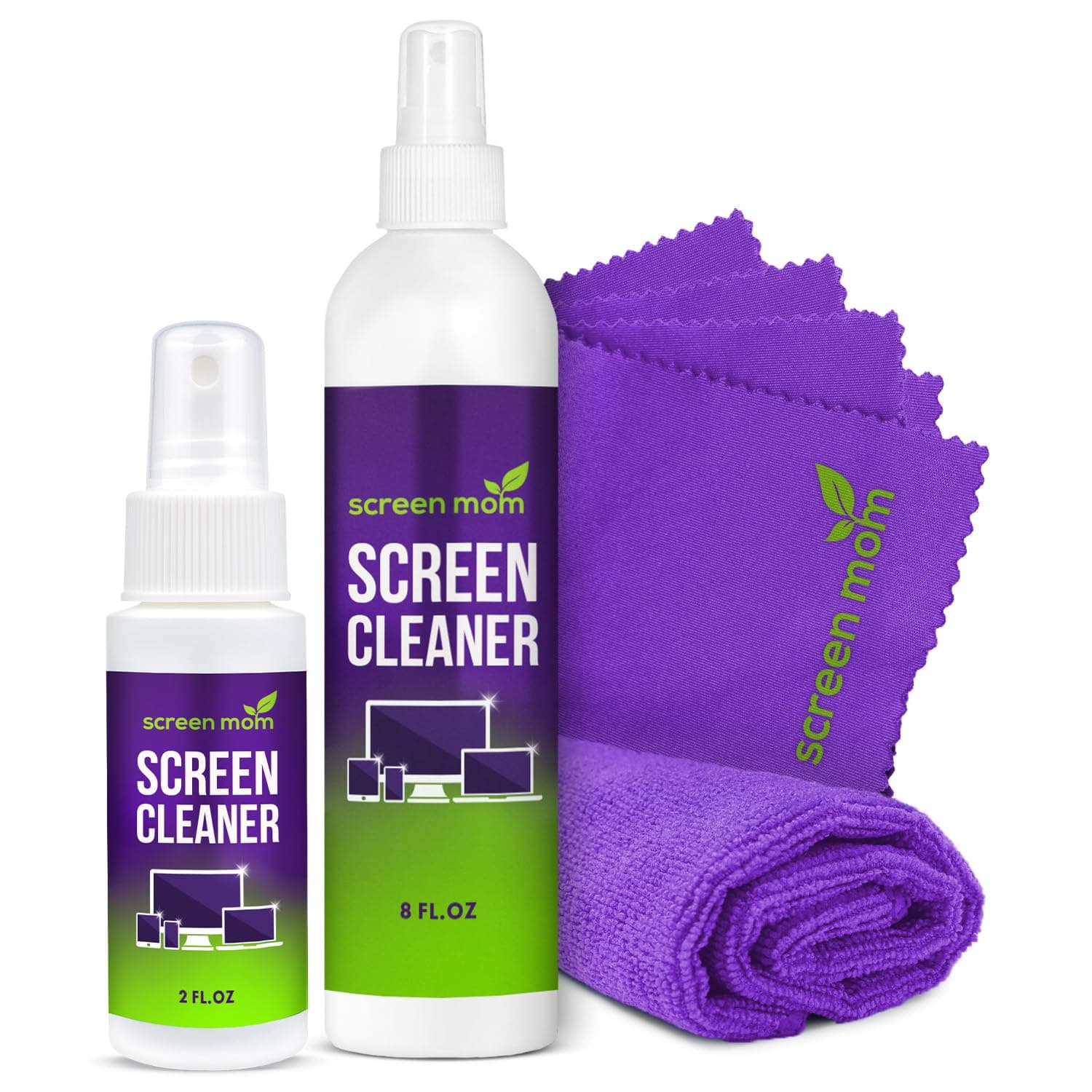 Screen Mom Screen Mom Screen Cleaner Home & Away Bundle ââ‚¬â€œ Designed for LED, LCD, Plasma, TV, iPad, Laptop, Computer Monitor, Tablets, Phones, Eyeglasses - Includes 8oz & 2oz Bottle with 4 Micro