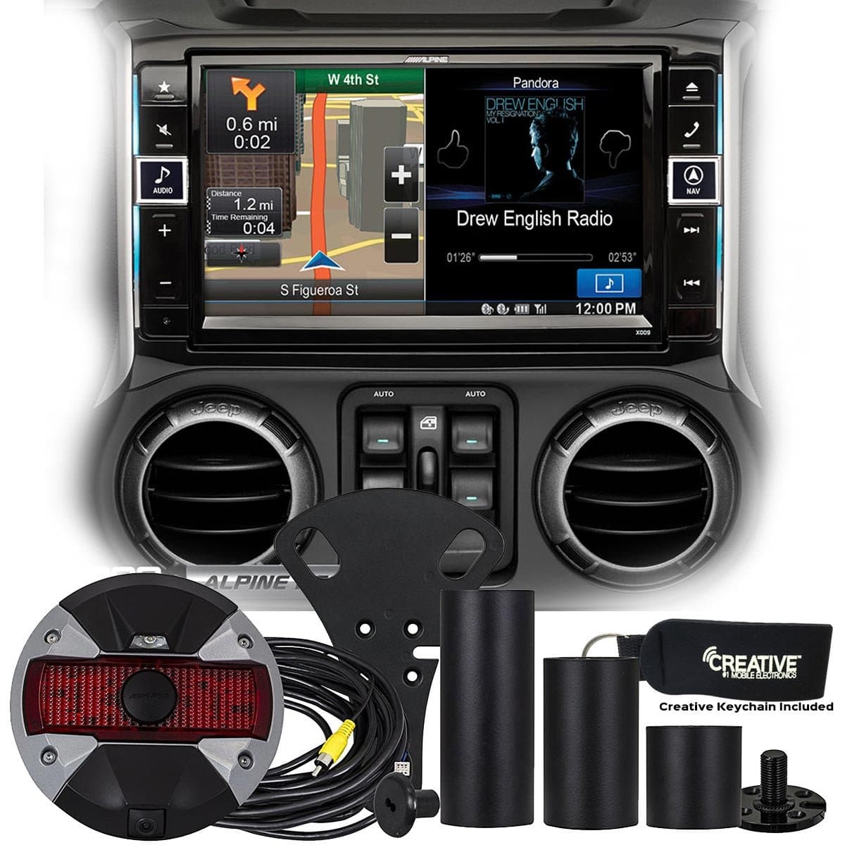 Alpine Restyle - X009-WRA 9" Multimedia System & HCE-TCAM1-WRA Spare Tire Rear View Camera