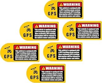 (Set of 6) Warning GPS Tracking Stickers for Car, 4x2 Inch, Alarm System GPS Tracking Device,Anti-Theft,Double-Sided Printed Inside or Outside of The Window