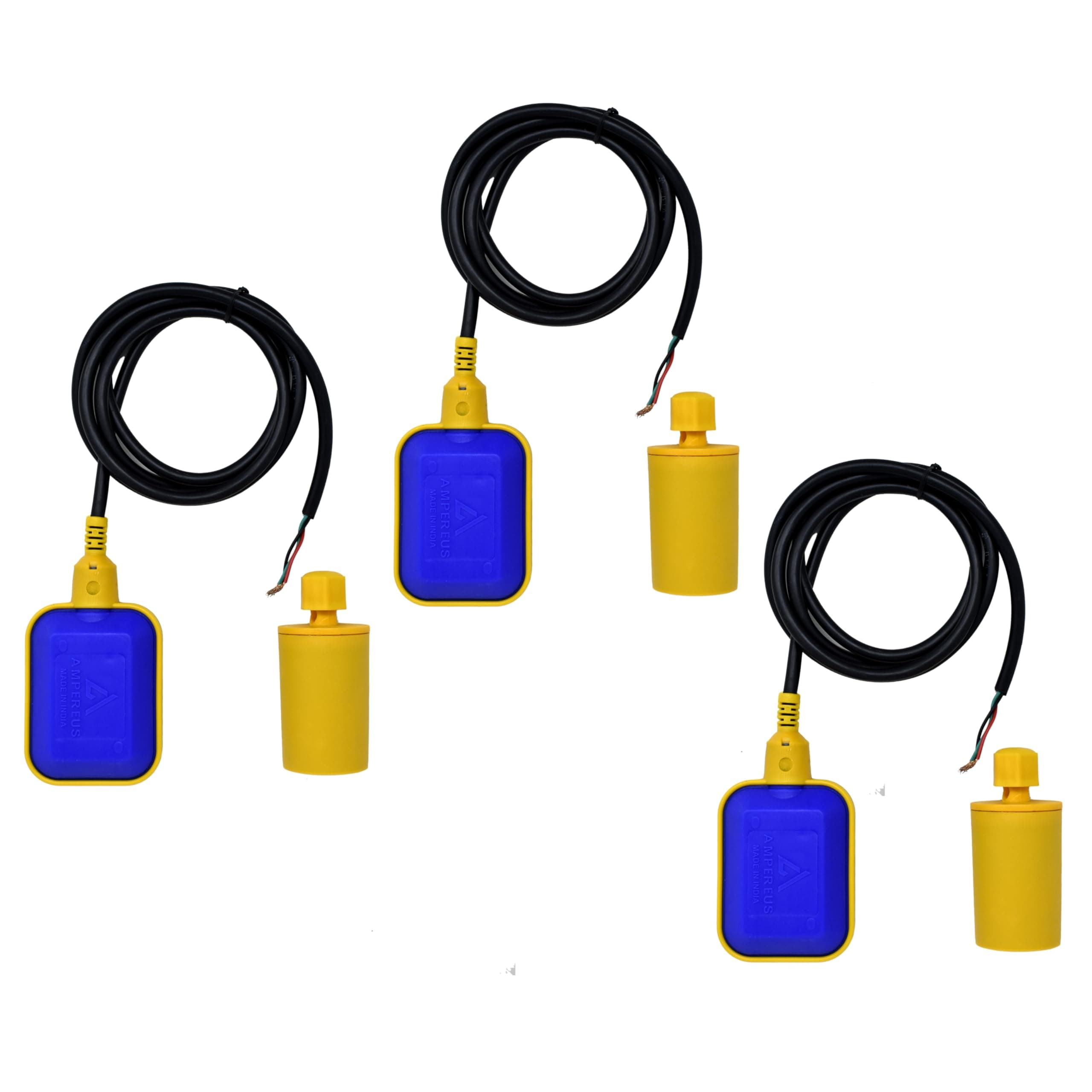 AMPEREUS 230 Volts Float Switch Sensor for Water Level Controller with 2 Meter Wire: Select NO/NC 2 Meters Cable Length(3 PC Pack)