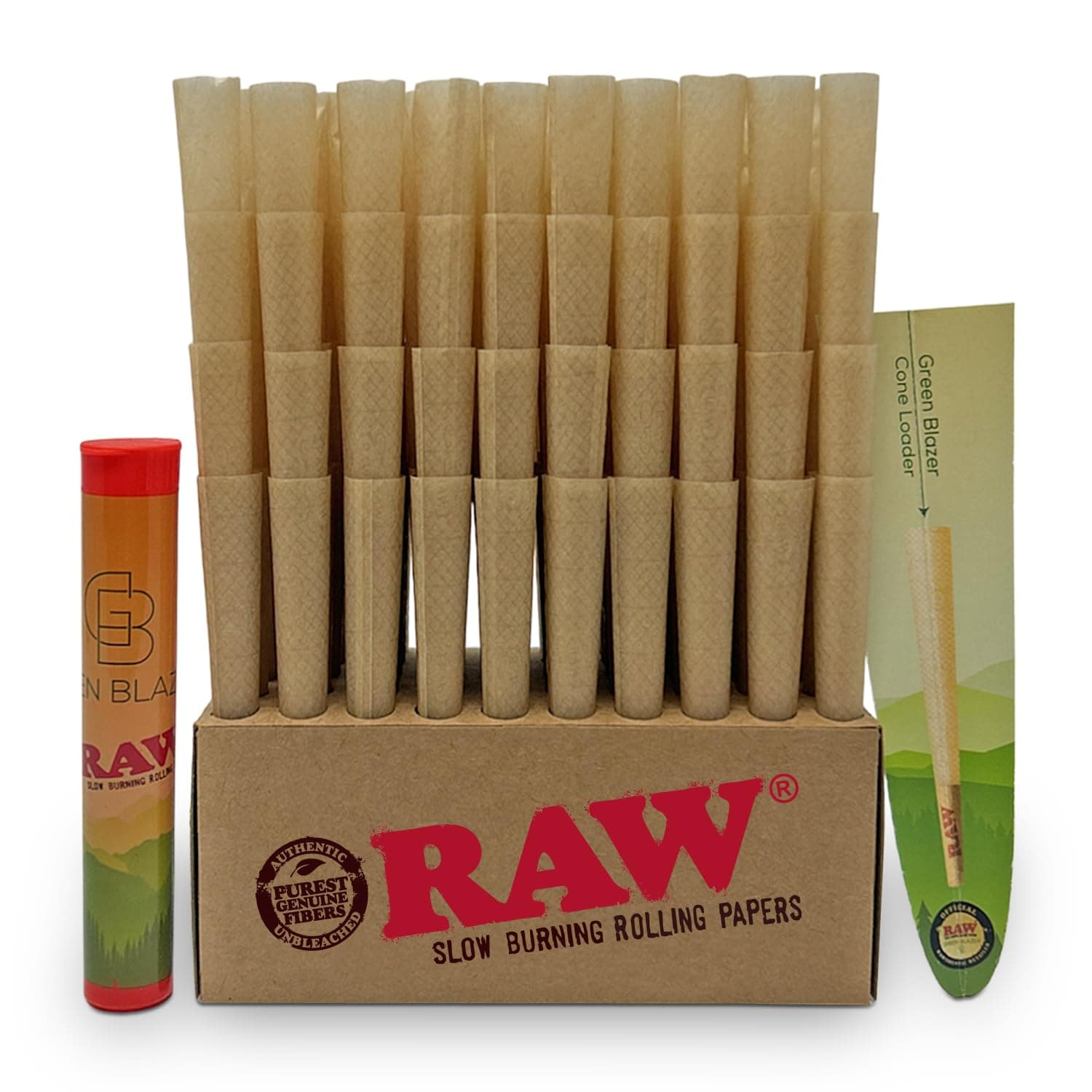 Raw Cones King Size Classic: 200 Pack - Patented Slow Burning Pre Rolled Papers & Tips - All Natural Raw Paper