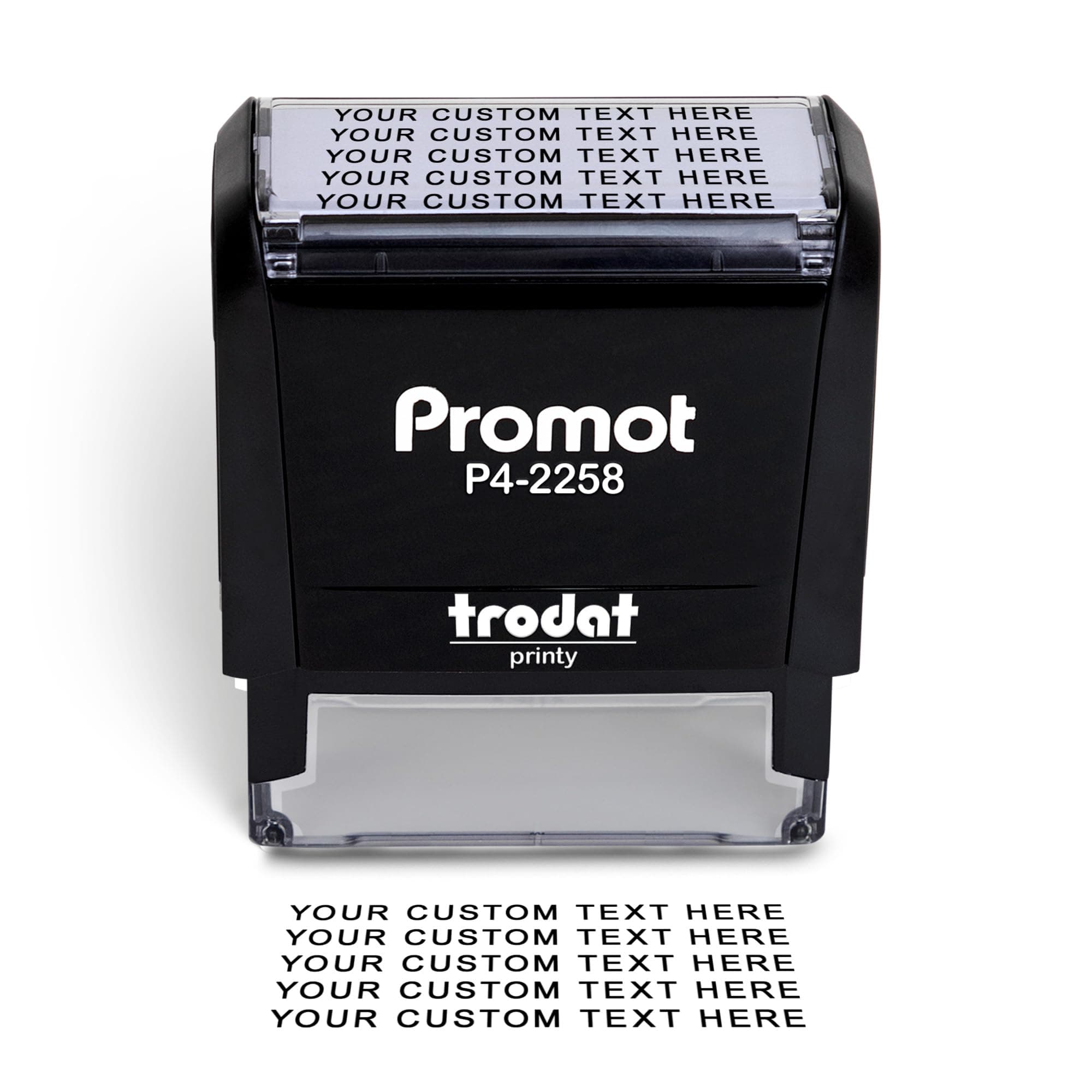 Promot Self Inking Stamp - Large Custom Stamp for Name, Address, Office, or Business Use - Up to 5-Line Personalized Rubber Stamp - Customizable Font & Ink Color - Personalized Name Stamp