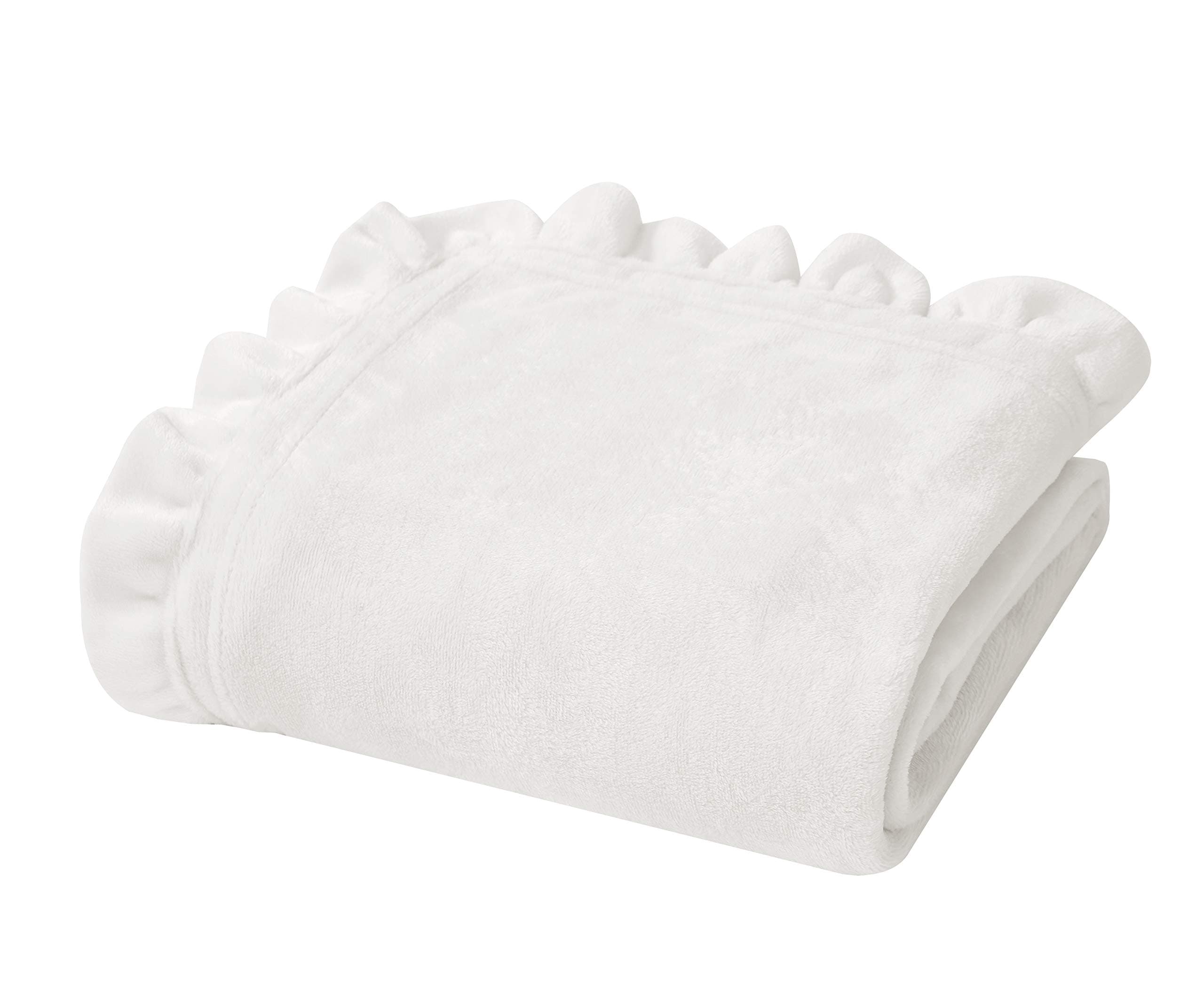 Solid Ruffle Royal Plush Throw