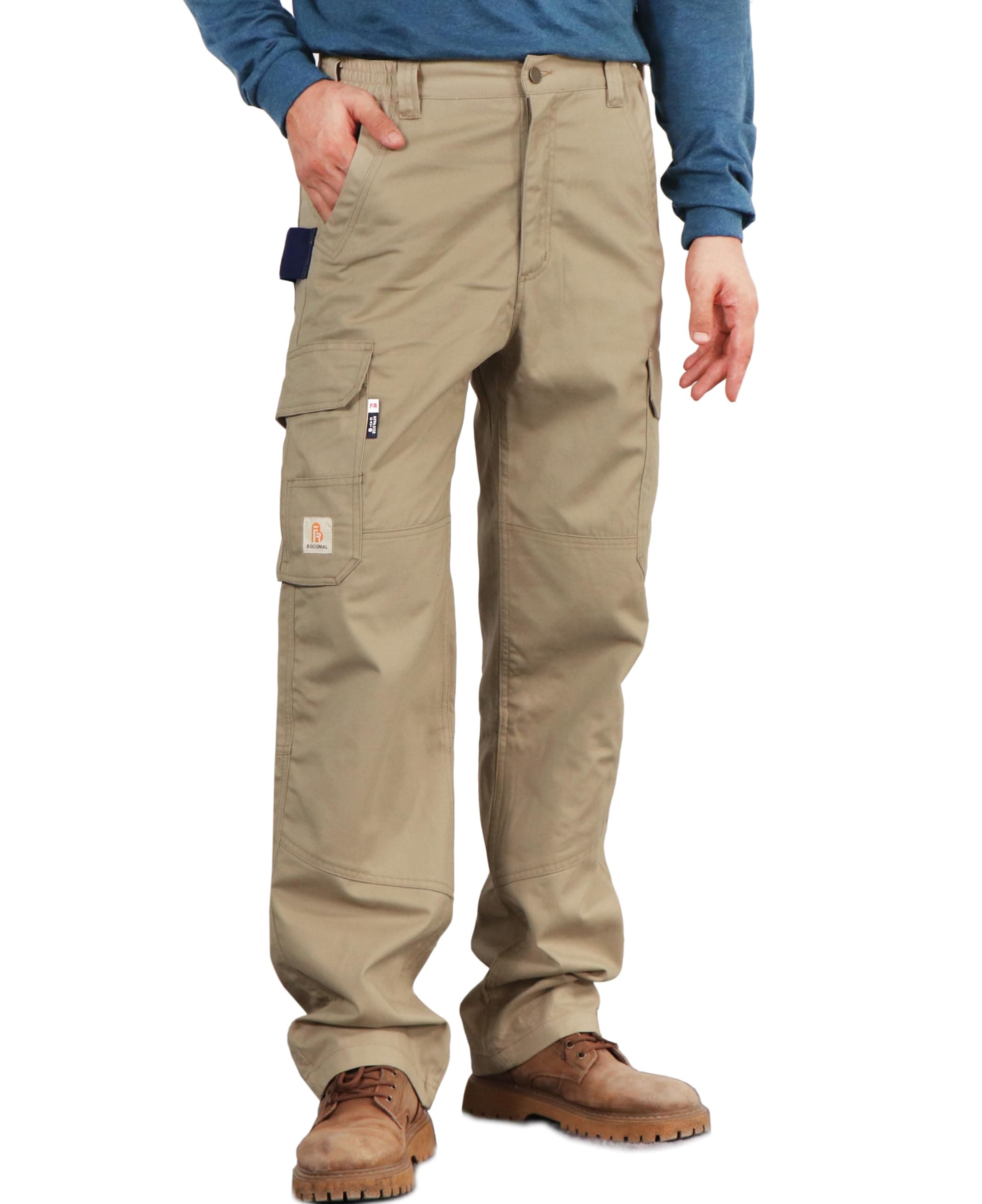 BOCOMAL FR Pants for Men Utility Cargo Pockets Flame Resistant/Fire Retardant Carpenter Water Oil Repellent Finish