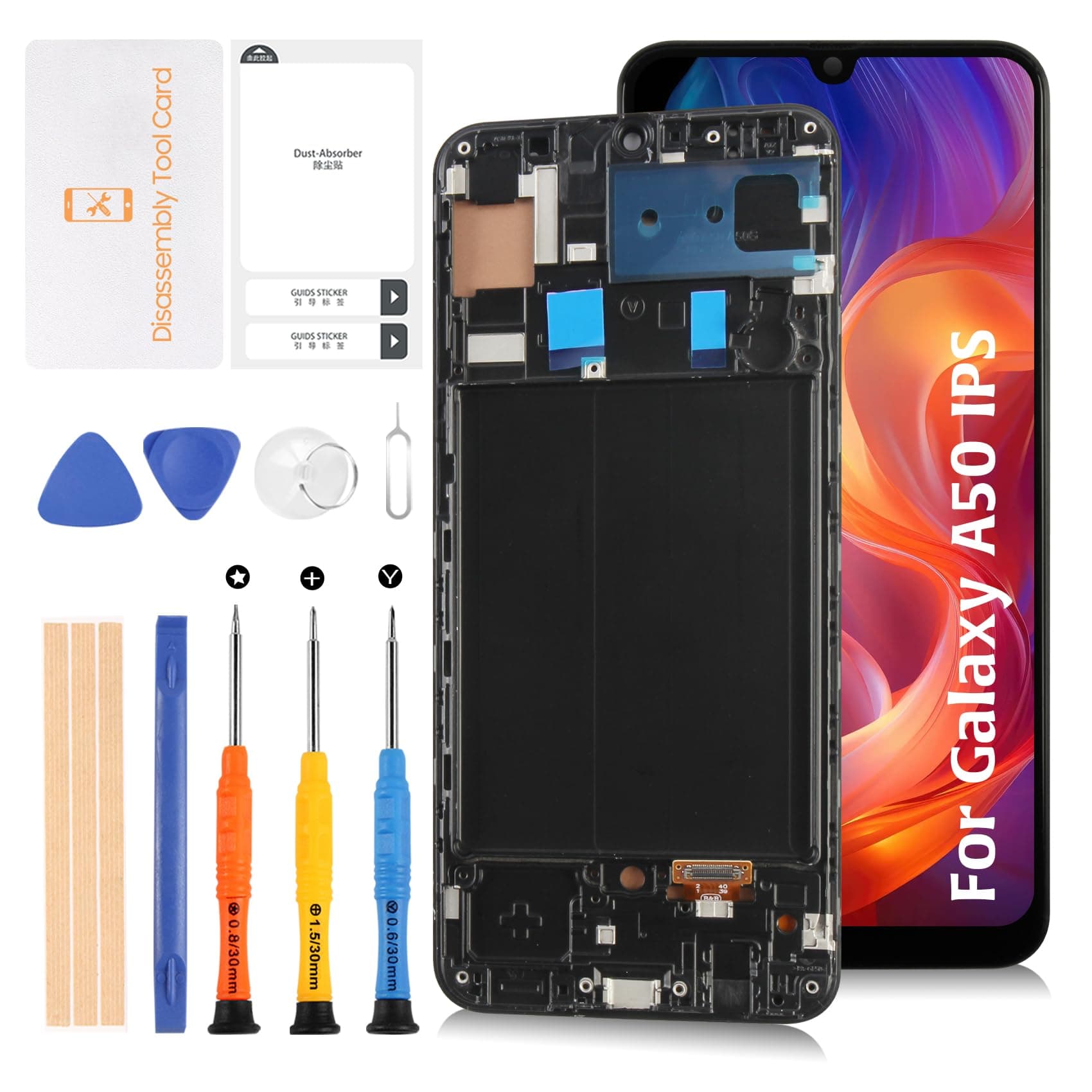 A-MIND for Samsung Galaxy A50 A505 LCD Display Screen Replacement A505F A505G A505W A505X A505U A505GT A505N Touch Digitizer Full Assembly Repair Kits,with Tools(TFT with Frame)