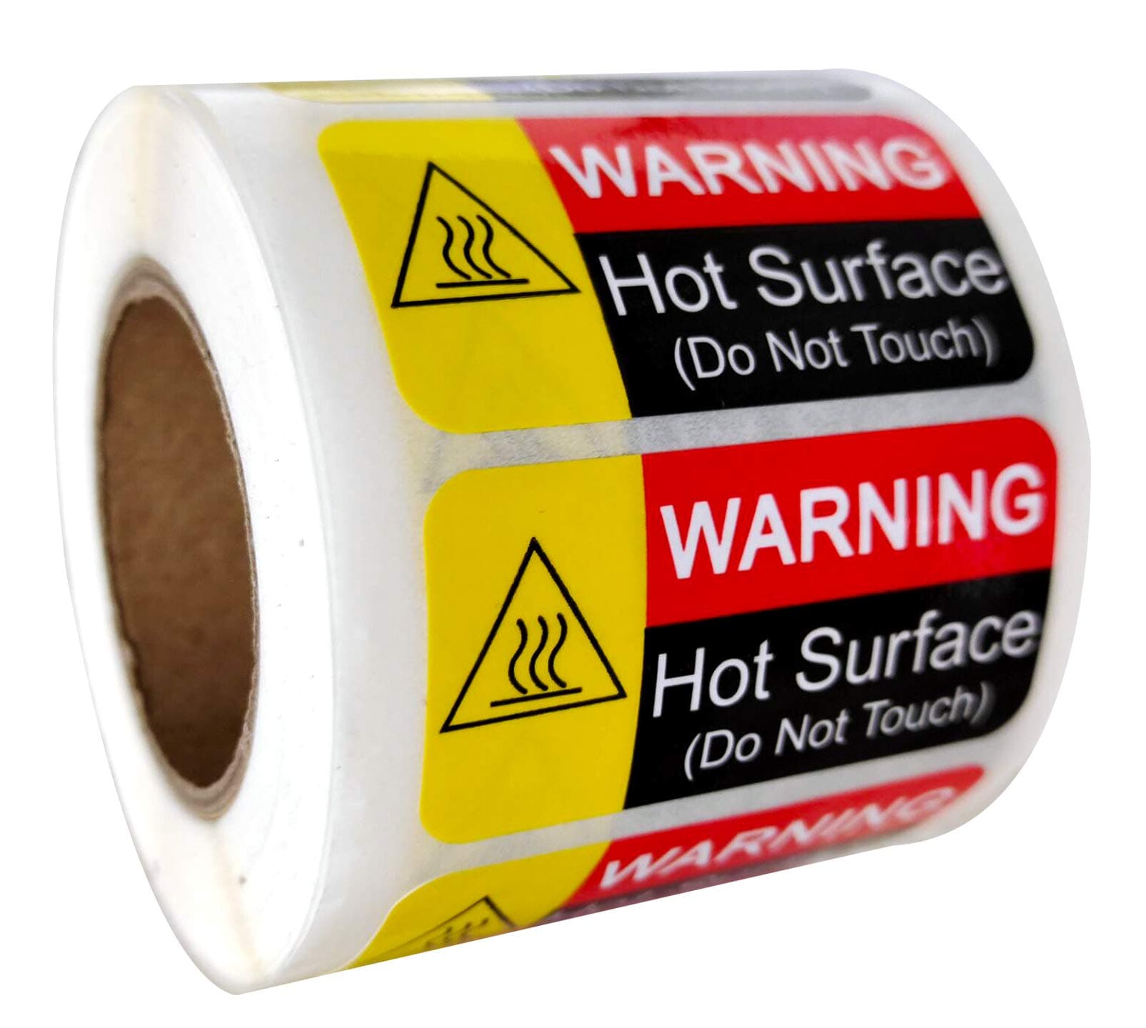 1 x 2 Inch Do Not Touch Hot Caution Stickers - Waterproof Fluorescent Red Hot Flame Shipping Stickers - 500 Pcs Danger Safety Warning Sign Vinyl Labels