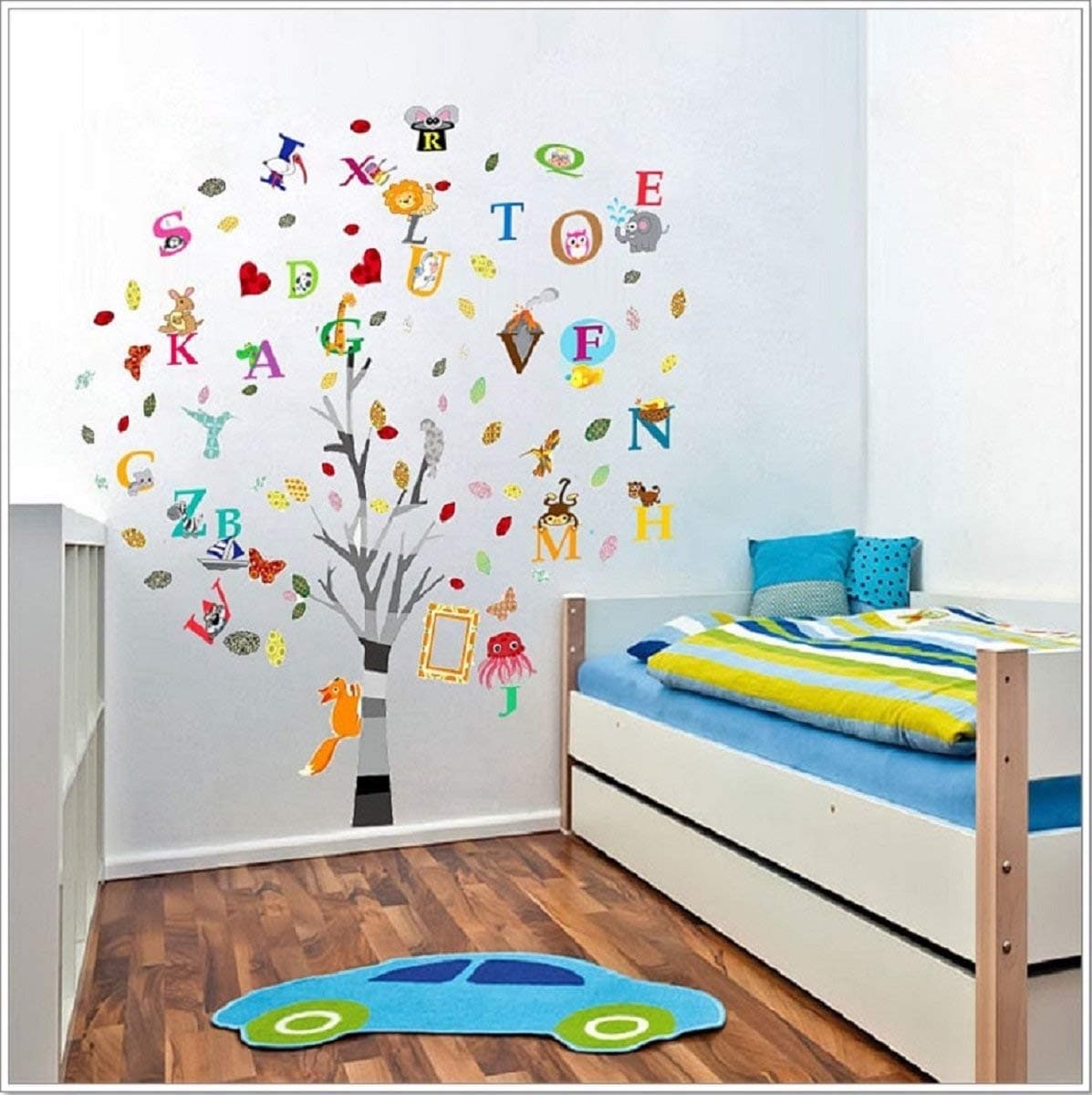 Walplus Wall Stickers Combo Colourful Photo Tree Plus Alphabet - Office Home Decoration, 100pcs, Finish Size 150cm x 130cm, PVC, Removable, Self-Adhesive, Multi-Color