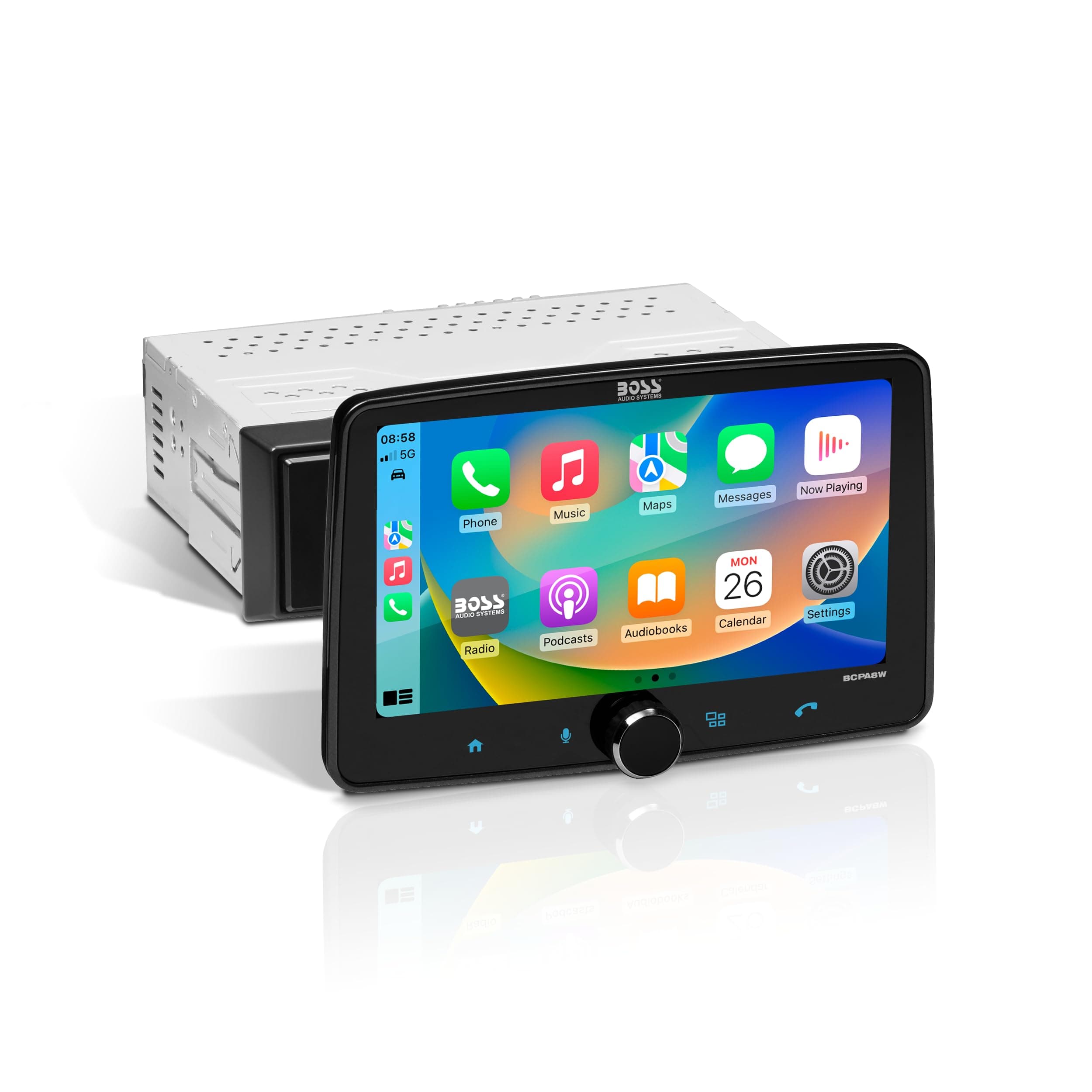BOSS Audio Systems BCPA8W Car Stereo System – Wireless Apple CarPlay & Android Auto, 8 Inch Single Din Touchscreen, Bluetooth Head Unit, No CD Player, AM/FM Radio Receiver