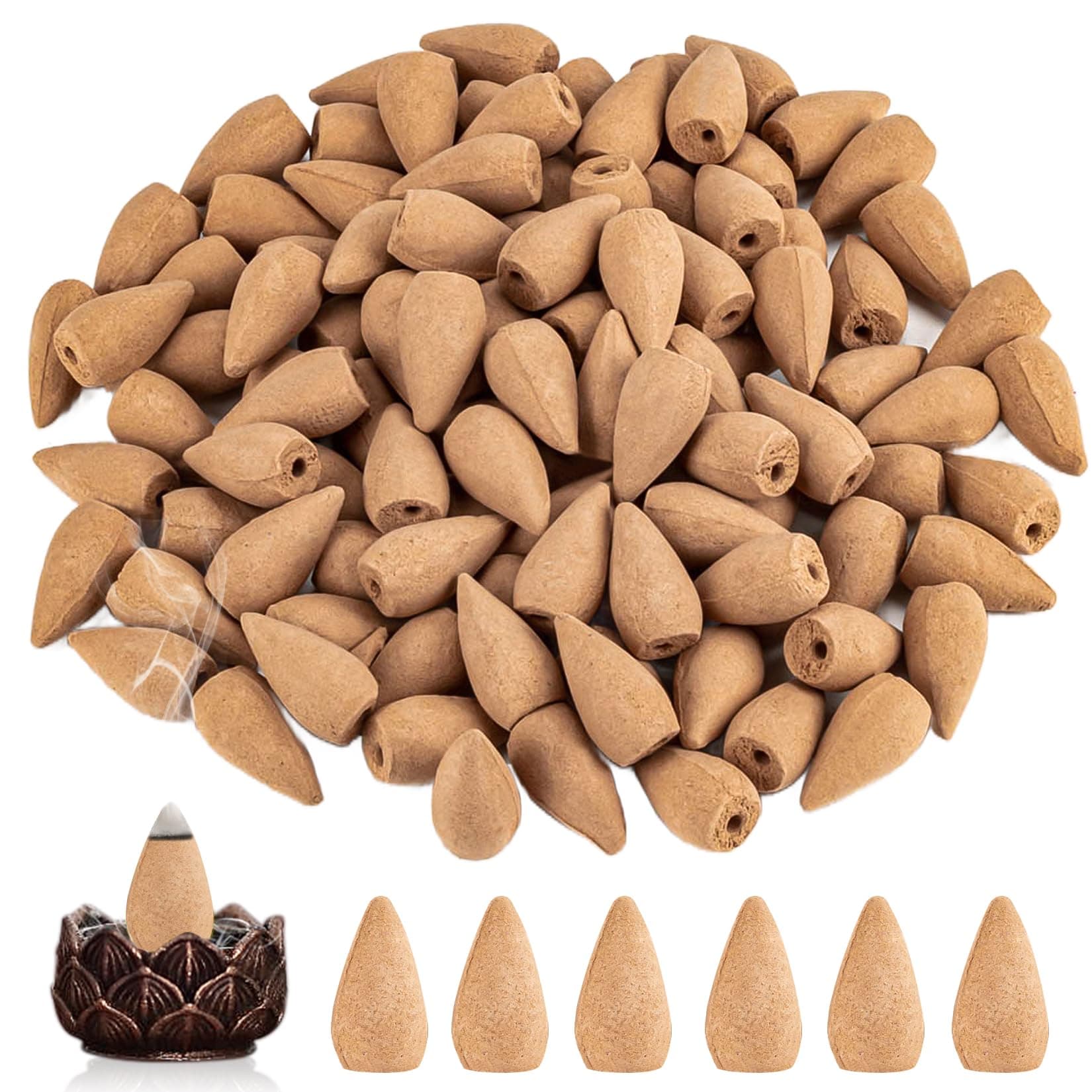 Sukh Backflow Incense Cones for Waterfall - 108 PCS Waterfall Scented Cone Bulk Aromatic Smoke Fountain for Aromcatherapy Yoga Relaxation Home Decor(Sandalwood Scents)
