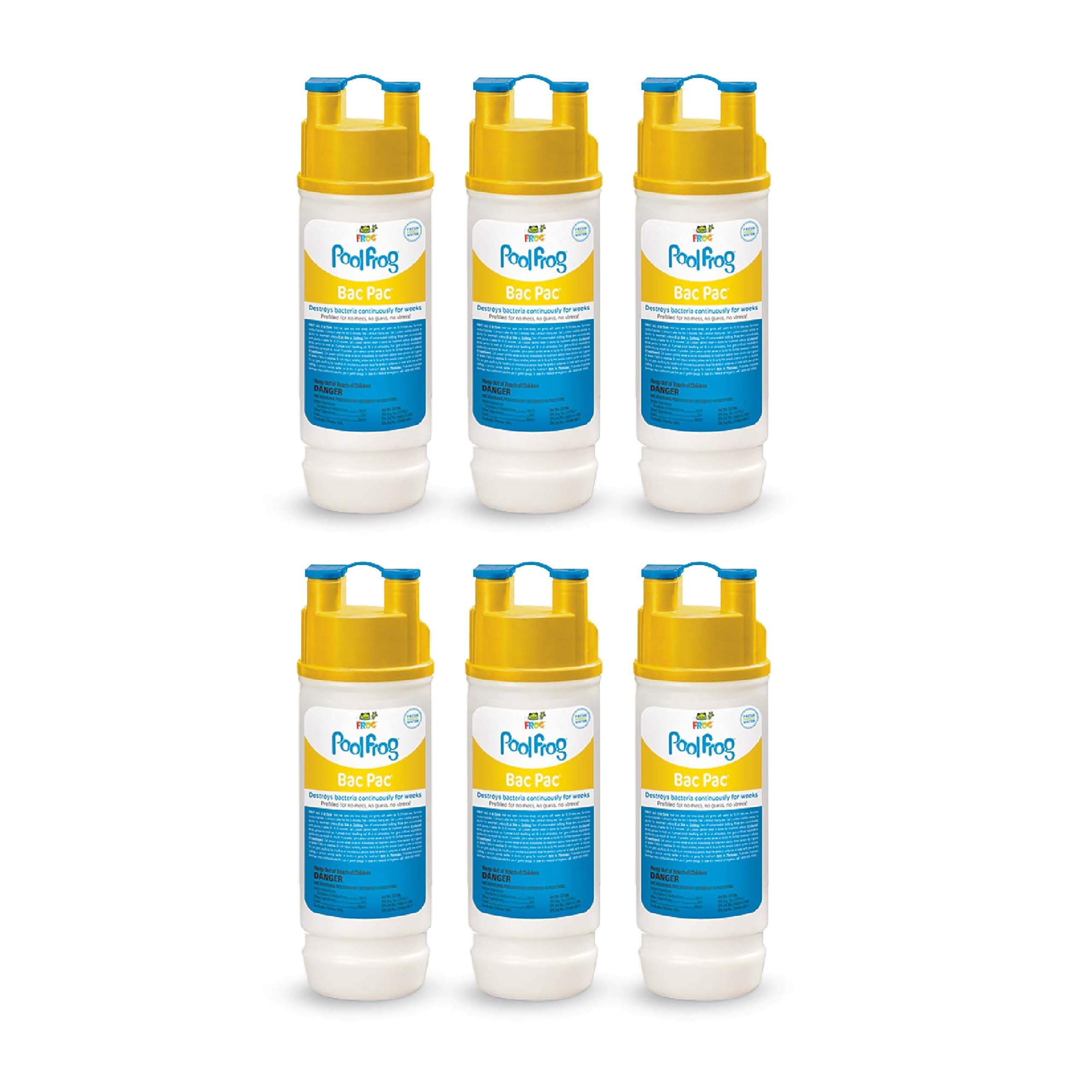 Bac Pac Replacement Chlorine Cartridges for use with Pool FROG Model 5400 and 6100 Cyclers - Prefilled for Easy & Convenient Pool Sanitizing & Water Care - 6 Pack