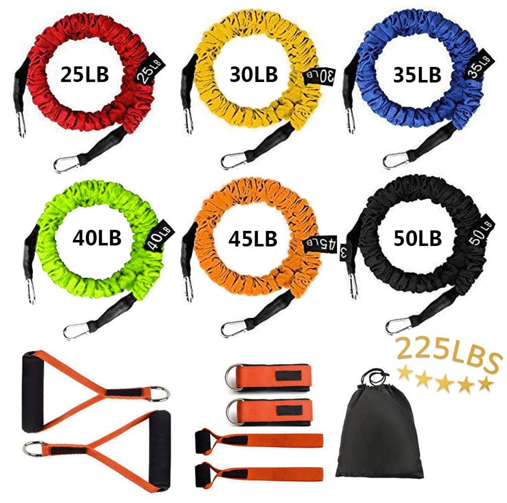 Stackable Resistance Band Kit Extreme Workout Full Body Training Home Gym Best for Beginners Professional