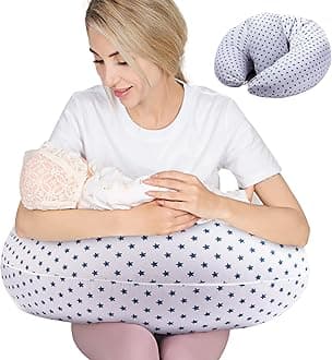 Chilling Home Multifunctional Pregnancy Pillow & Breastfeeding Pillow, Full Body Support Maternity Pillow for Sleeping with Inner Cushion &100% Cotton Cover for Baby Nest, Nursing Pillow, Grey