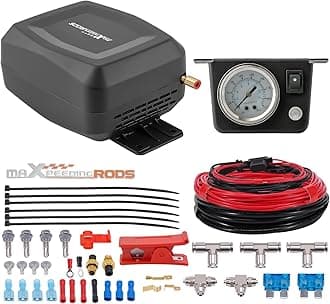 On Board Air Compressor System Universal Air Spring Compressor Kit with Gauge Air Line T Fittings for Trucks Vans