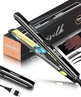 DORISILK 500 Degree Vibrating Professional Hair Styler: 30s Fast Heating Ceramic Flat Iron, 2-in-1 Straightener and Curler, Plasma Ionic for Frizz-Free Hairstyling (500FV)