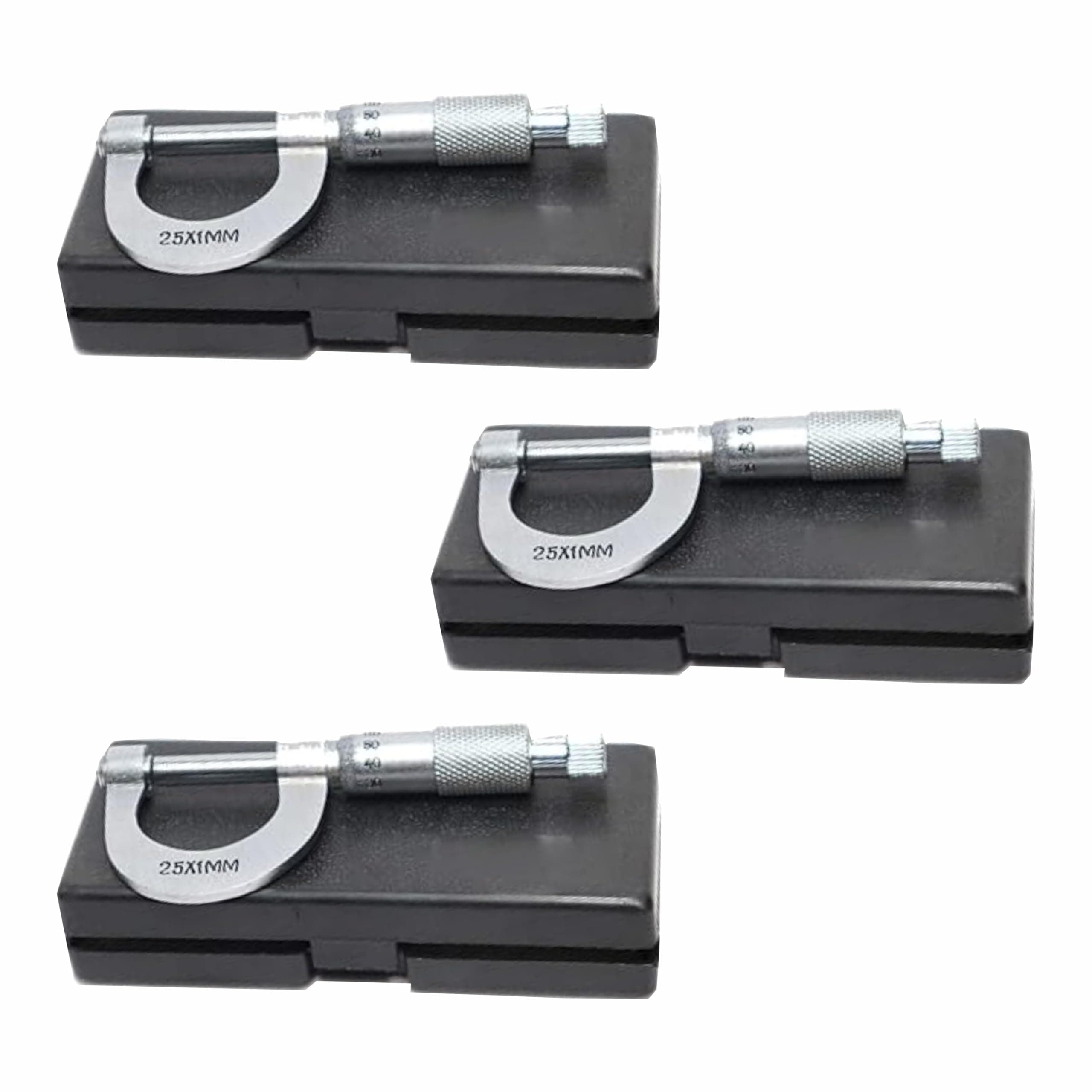 VVS Scew Gauge Micrometer Brass 25 mm S.S. Thread in Velvet Box Laser Printed Pack of 3 For School College Lab Laboratory