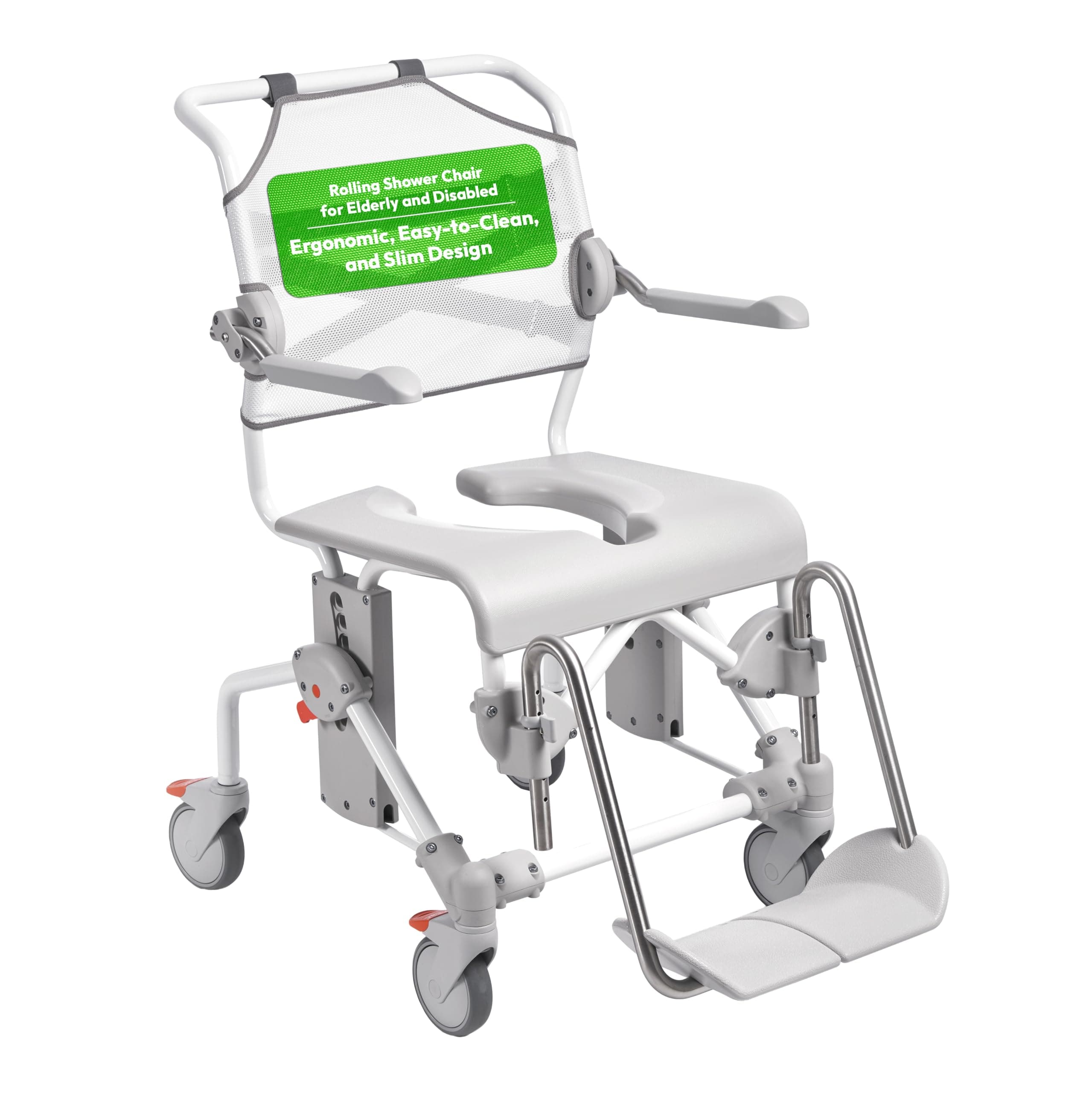 Etac Swift Mobile-2 Shower Commode Chair - Rolling Shower Chair for Elderly a...