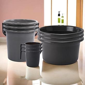 Kuber Industries Set of 9 Bathroom Combo Set | Bathing Set | Bathware Set | 3 Piece Tub-3 Piece Bucket & 3 Piece Mug Combo Set for Bathroom | Bathroom Accessories Set | Gray