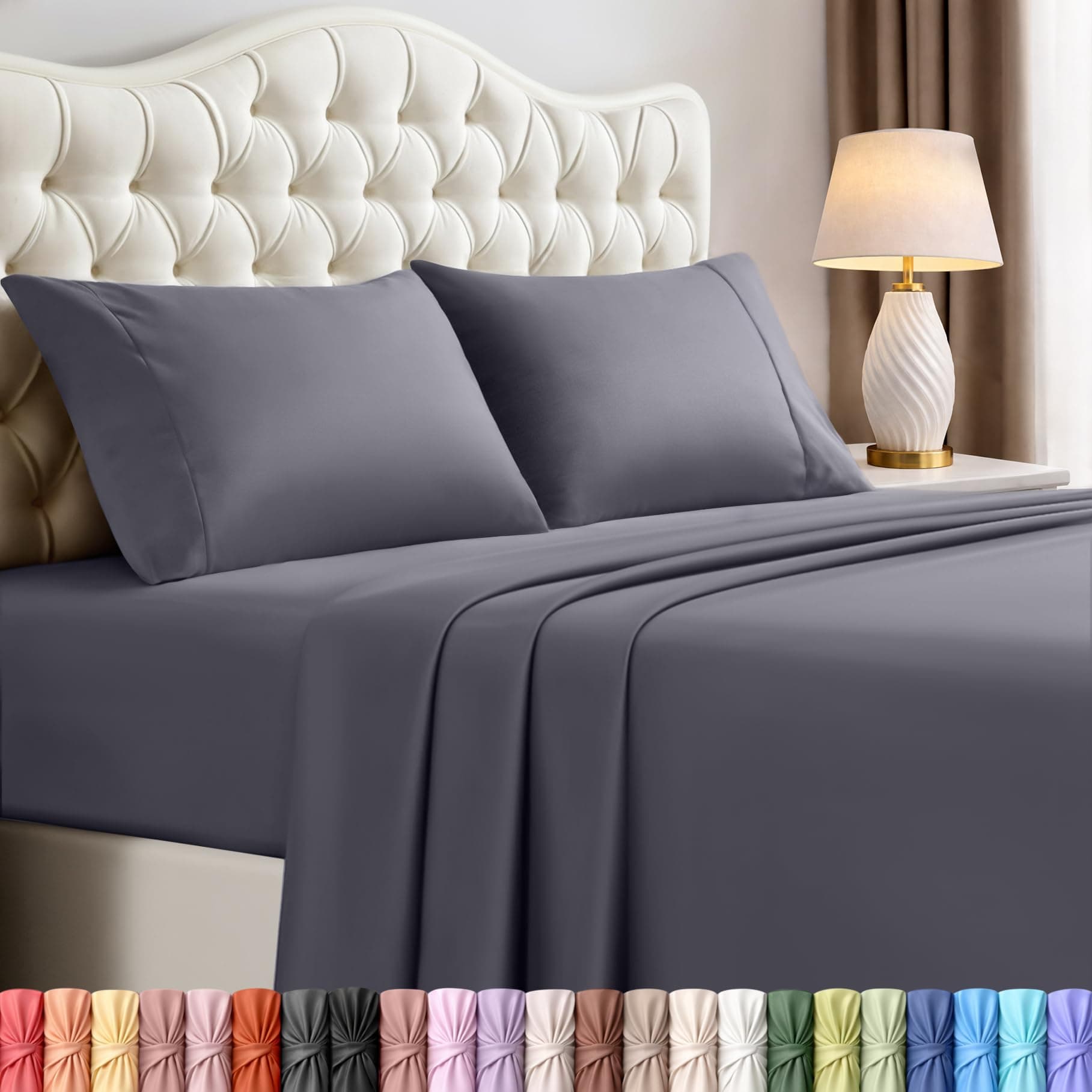 Utopia Bedding 4-Piece Queen Bed Sheet Set (Grey)