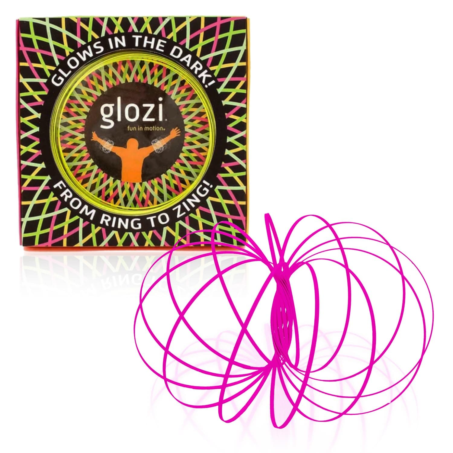 Mozi Glozi Geometric Magic Flow - Easy to Use 3D Spiral Toy, Glowing Spinning Bracelet for Children and Adults (Pink)