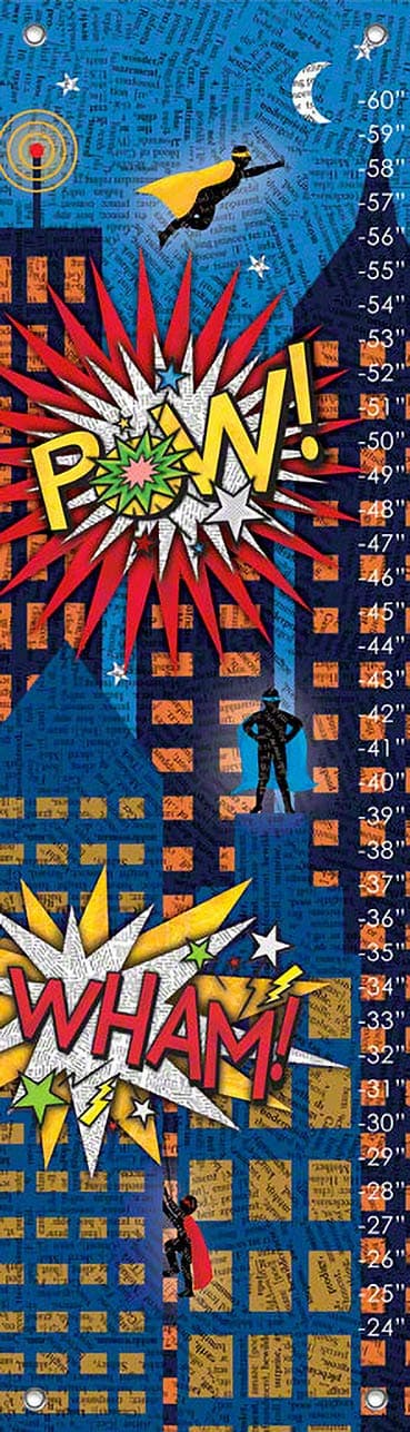 Oopsy Daisy Fine Art for Kids Comic Adventures Growth Chart by Holli Conger, 12 by 42-Inch