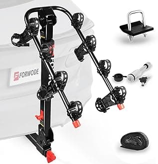 Forwode 4 Bike Hitch Mount Rack, Tiltable Foldable Bicycle Carrier Wobble Free Locking Hitch Quick Release 2-Inch Receiver Black (C-Upgraded versin, 4Bike)
