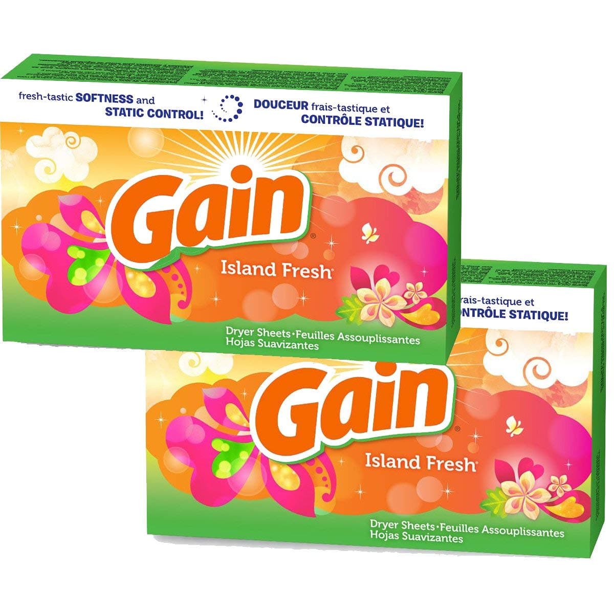 Dryer Sheets - Island Fresh Scent - 34 Count Dryer Sheets Per Box - Pack of 2