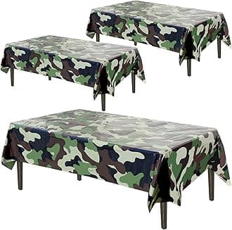 Army Plastic Tablecloth | 3 Pcs Pack (54” Inch Wide x 102” Inch Long) | Rectangular Camouflage Table Cover | Military Party Table Decorations | Camo Party Plastic Table Cover